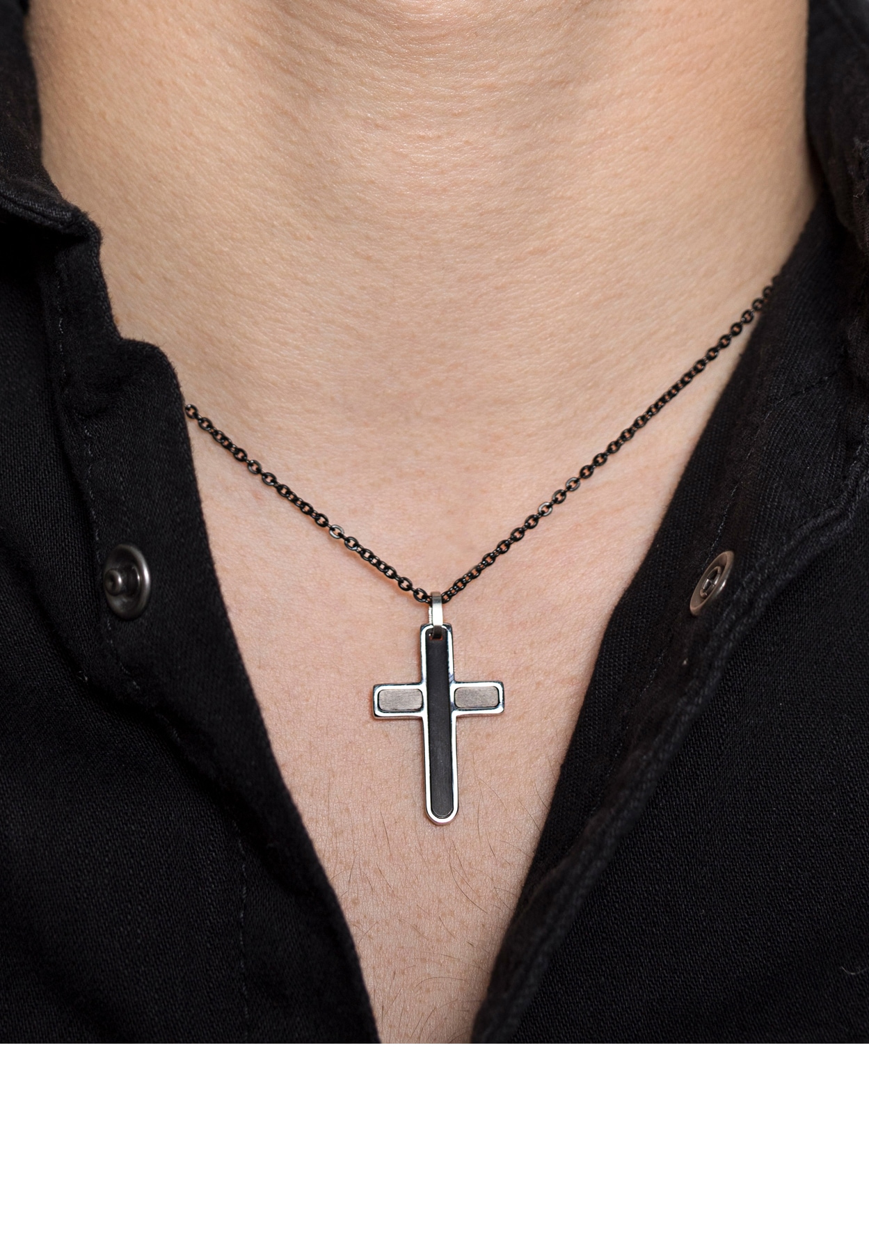 XENOX Kette mit Anhänger »Halskette, EDEN ELEMENTS Kreuz, schwarz X3968«,  Edelstahl online bestellen bei OTTO