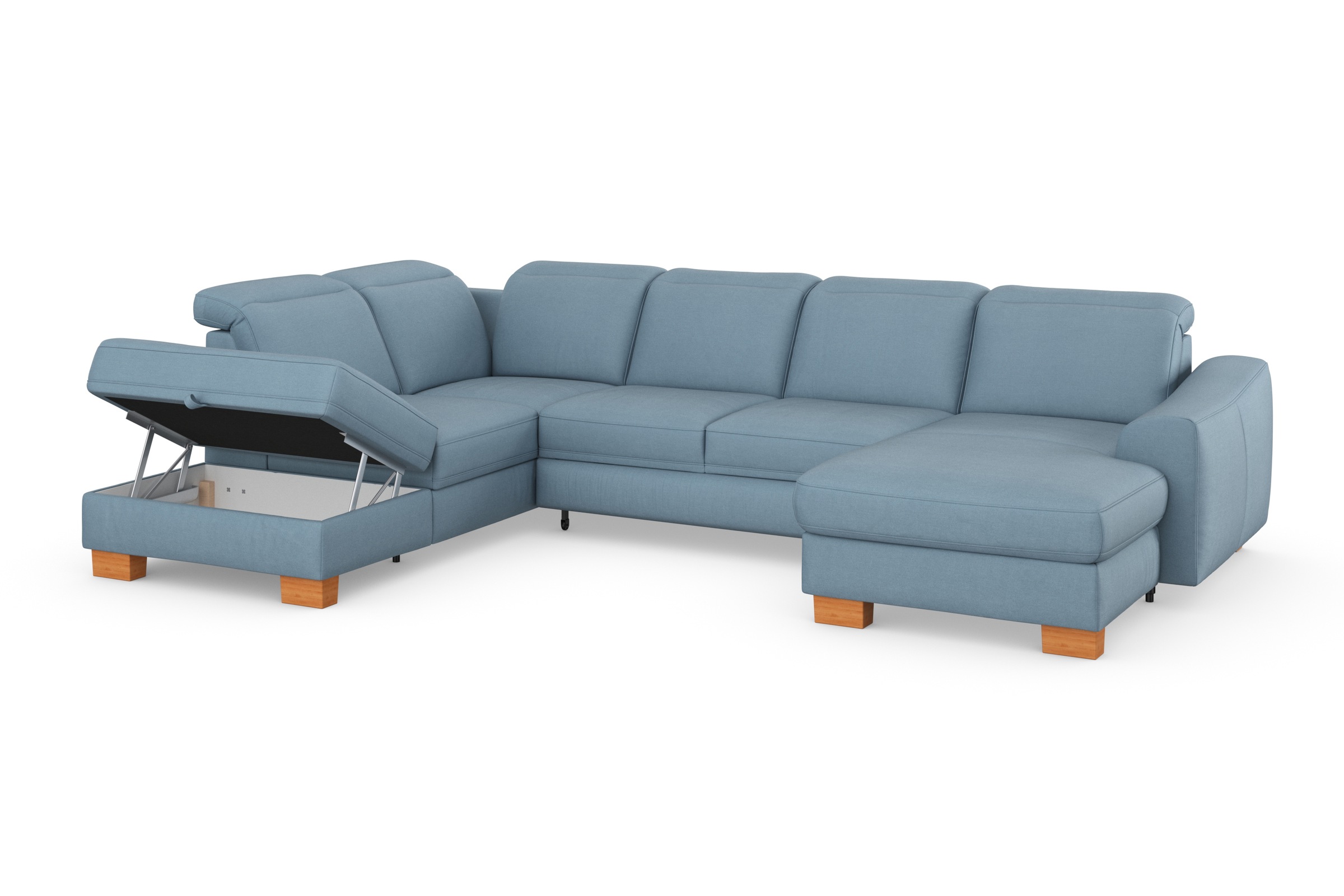 sit&more Wohnlandschaft »Dundee U-Form«, mit Federkern und Massivholzfüßen, wahlweise mit Kopfteilverstellung