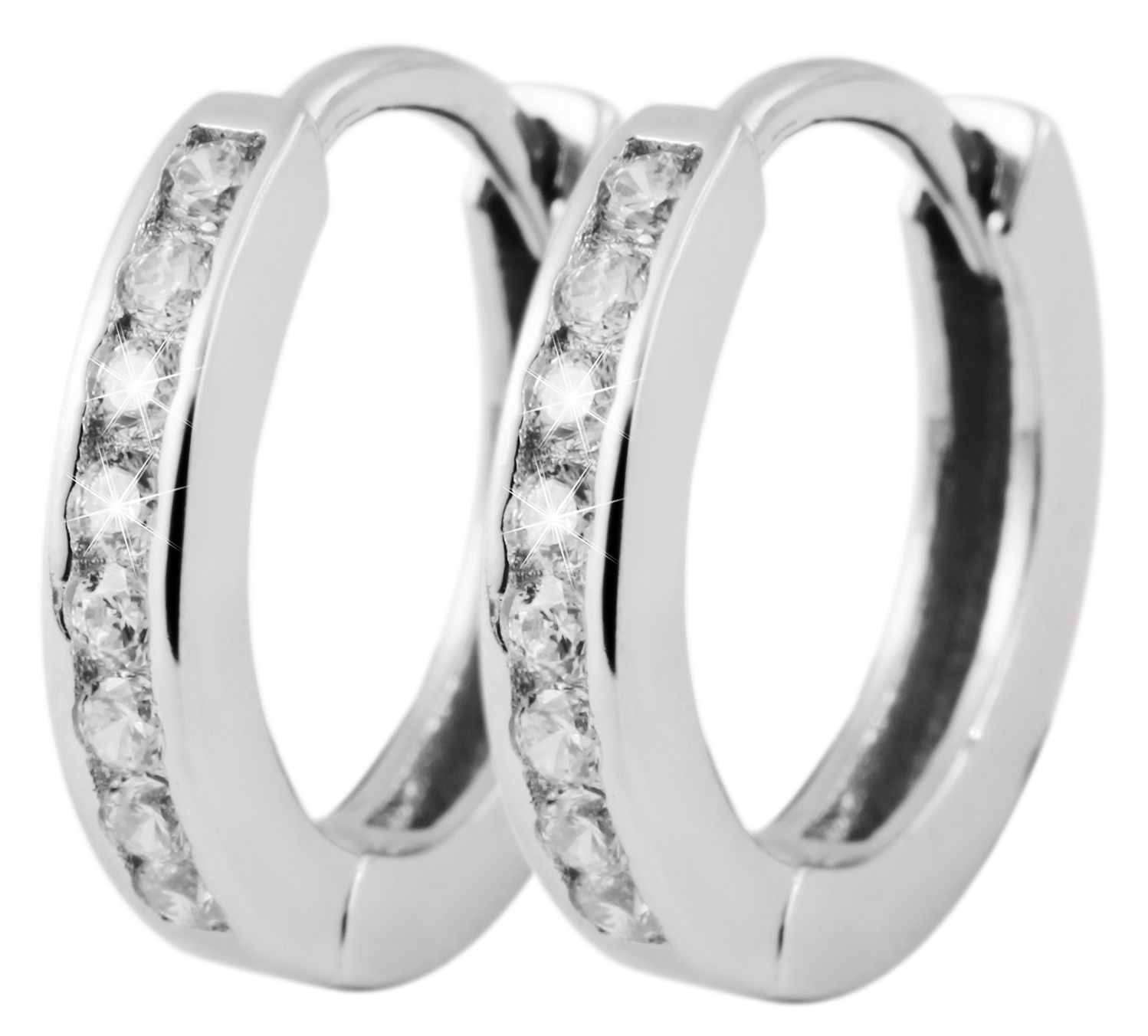 Adelia´s Paar Creolen »Damen Ohrringe ¿ Klappcreole aus 925 Silber mit Zirkonia«
