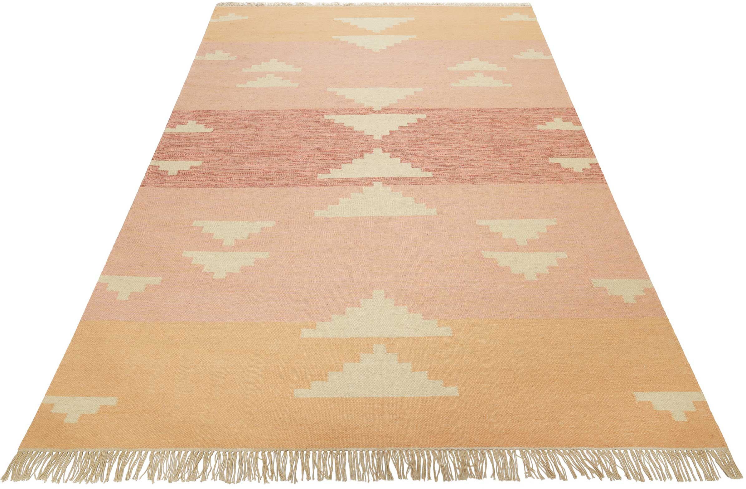 Green Looop Teppich »Soleil GL-82106«, rechteckig, 5 mm Höhe, handgewebter Naturfaserteppich aus 80% Wolle 20% Baumwolle, Fransen