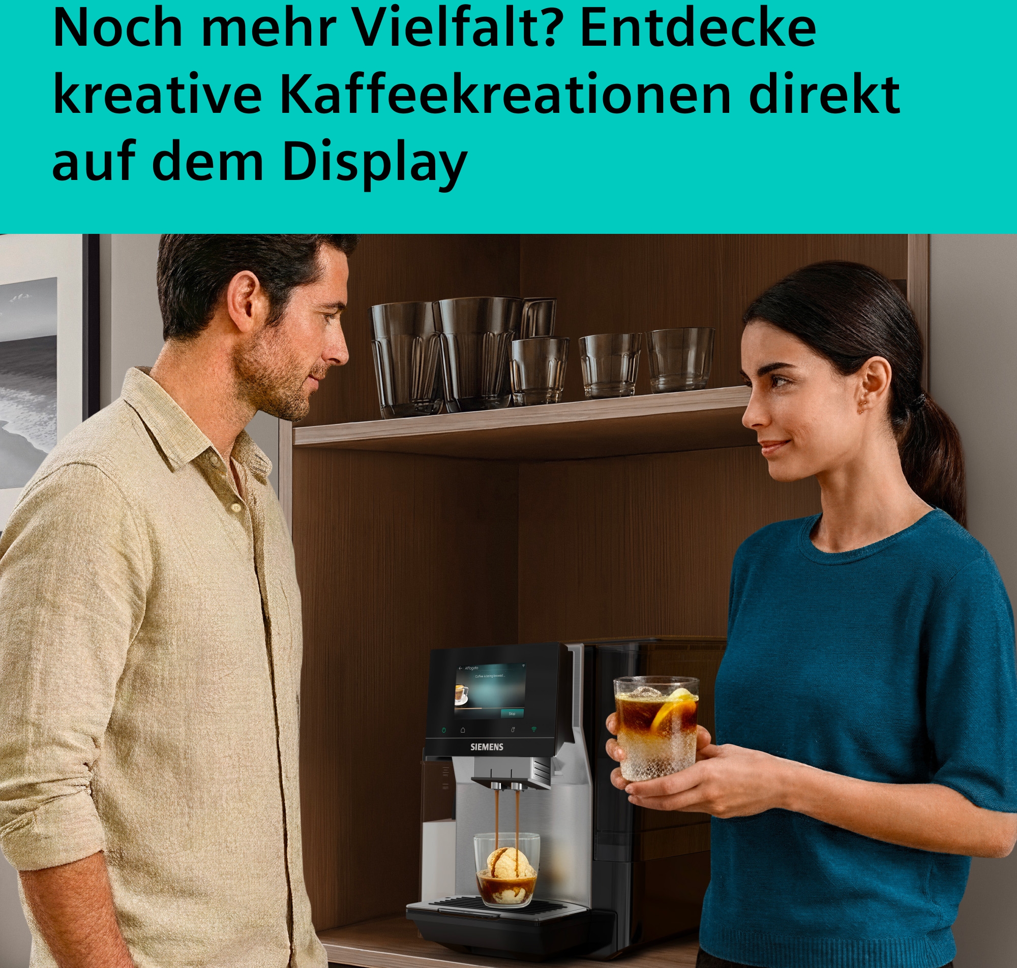 SIEMENS Kaffeevollautomat »TQ727D03« farbiges Full-Touch-Display, Doppeltassenfunktion, sehr leise, schwarz