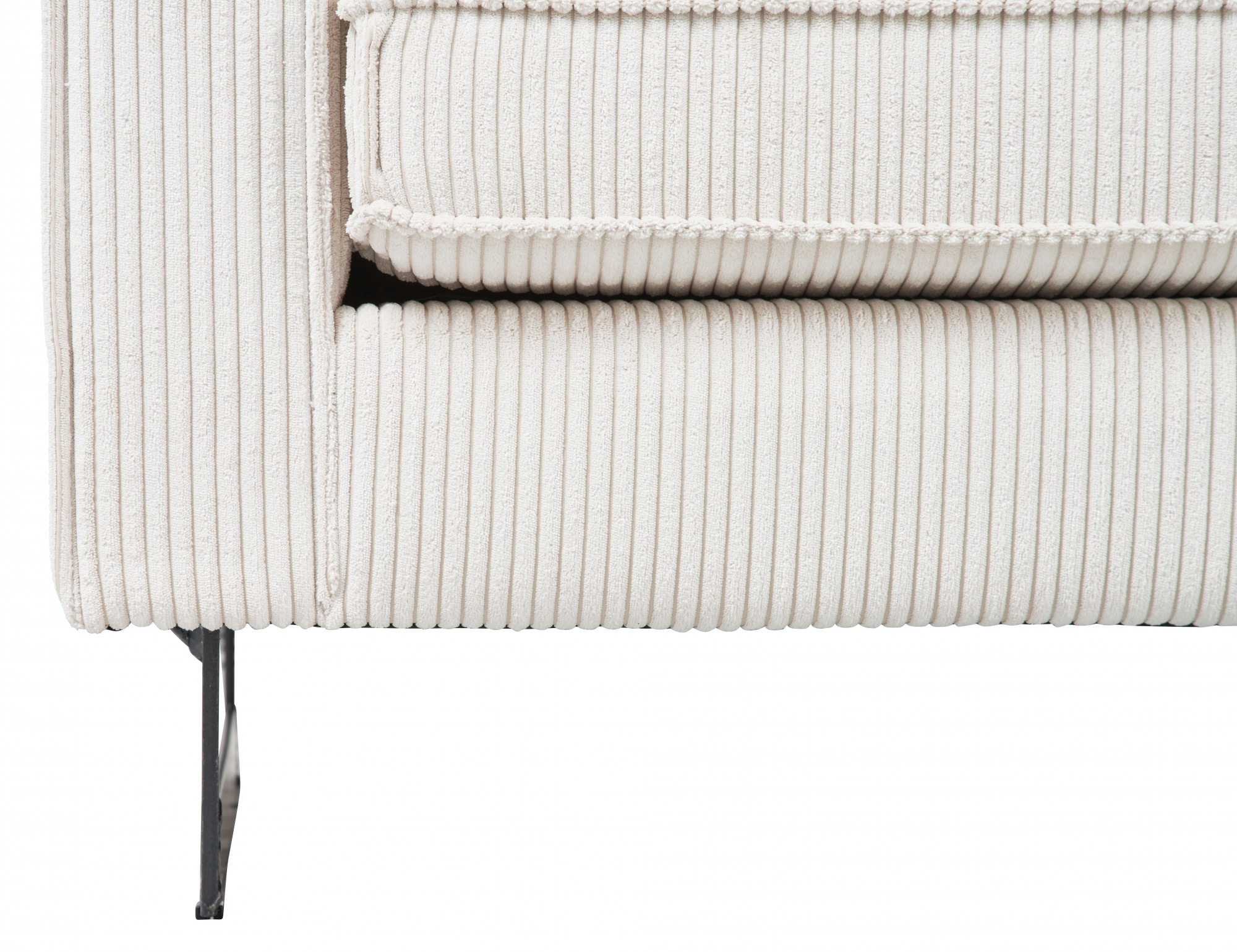 Places of Style Ecksofa »Pinto, 290 cm, Cord, Chenille, Lederoptik, Ottomane links / rechts«, mit Keder, schwarze Metallfüße, Wellenunterfederung