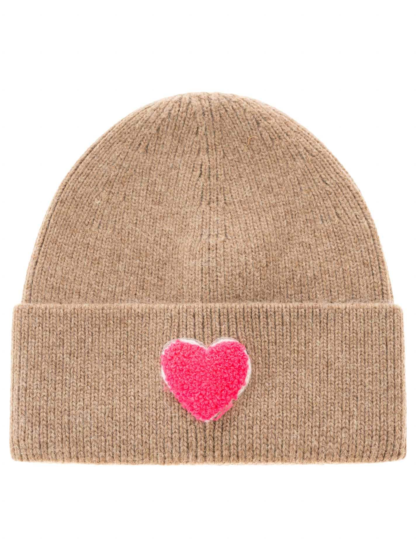 Zwillingsherz Beanie »"Heart Patch"«, Grobstrick, Herzmotiv,Wollanteil, breiter Umschlag, wärmend