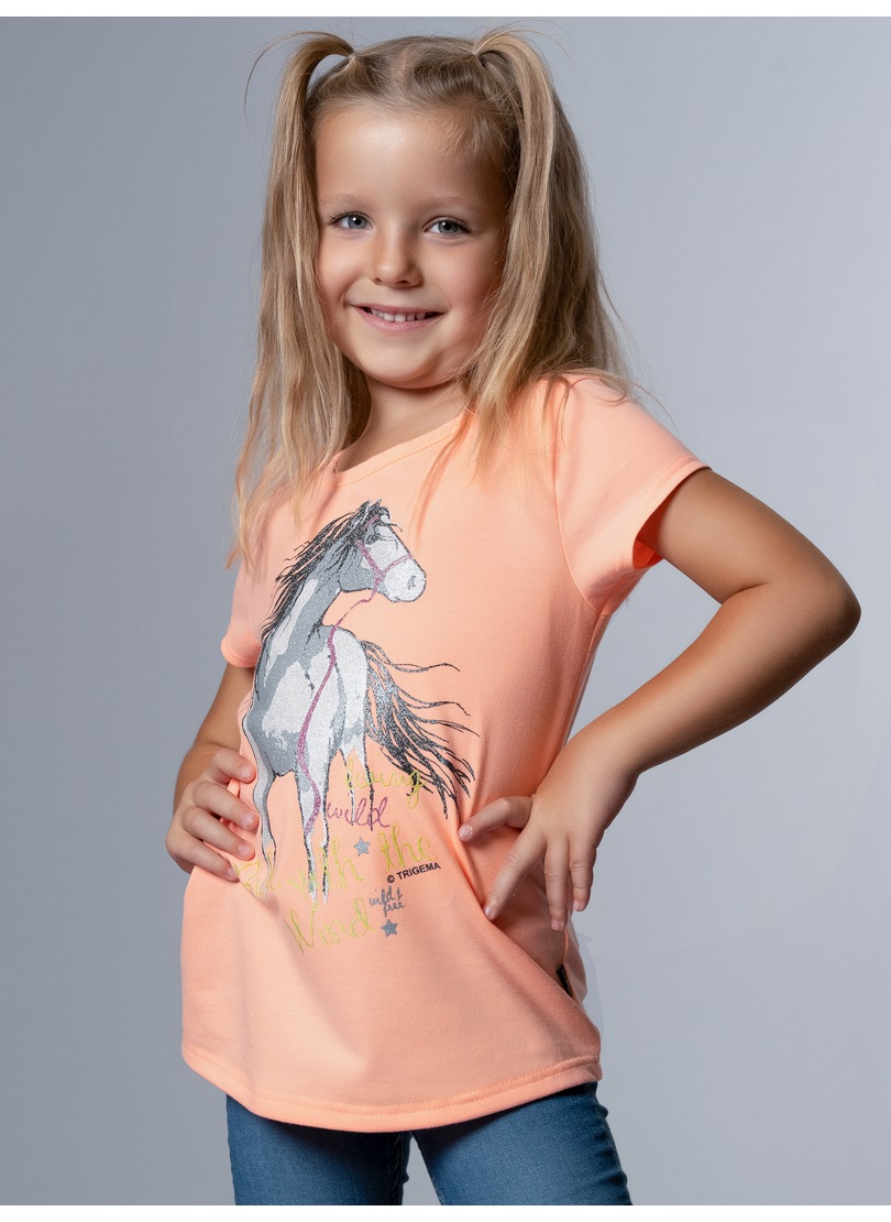Trigema Mädchen T-Shirt »TRIGEMA T-Shirt mit Pferd« 1 Stk. tlg. in rot, Größe 140
