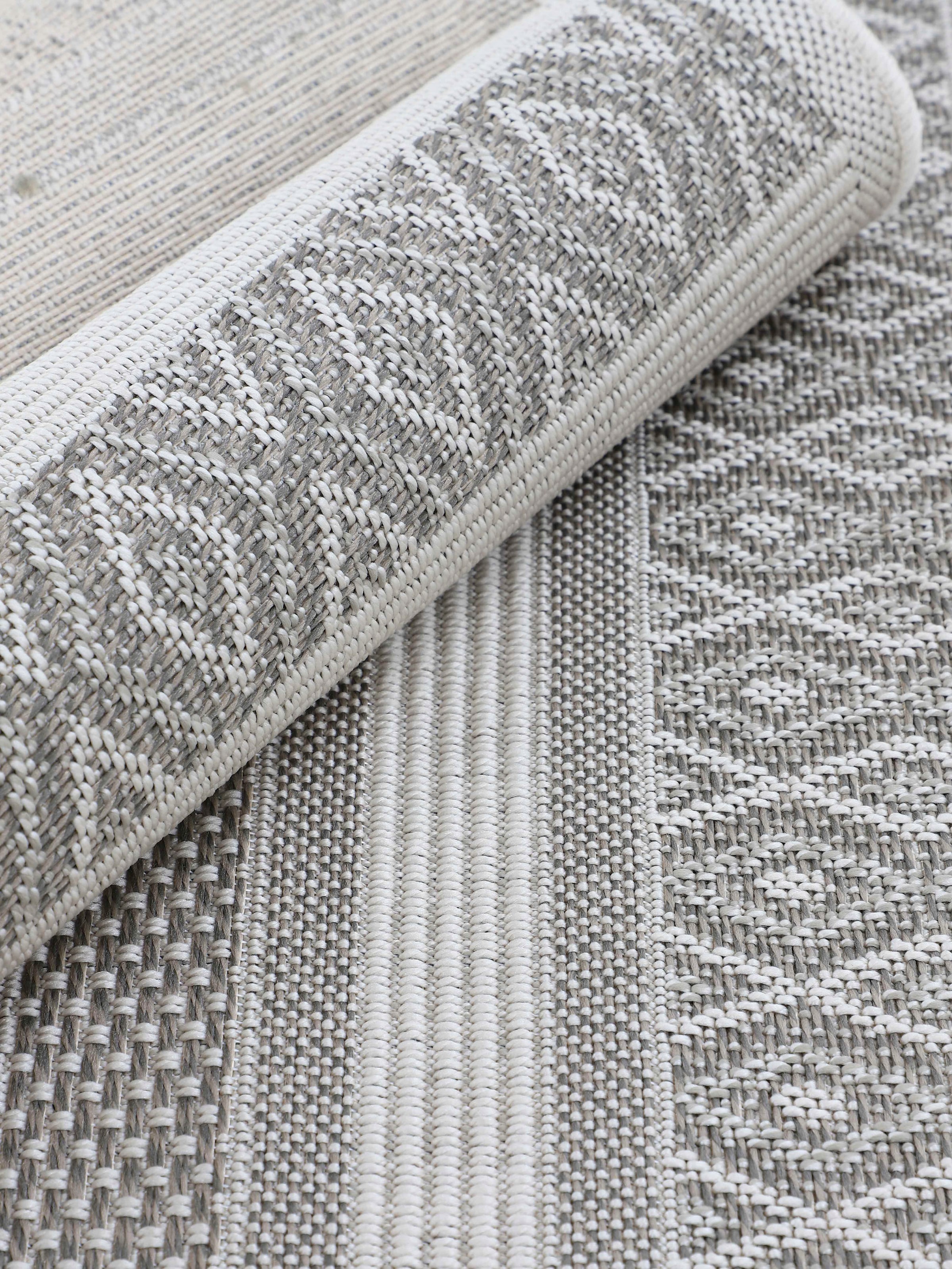 carpetfine Teppich »Boho 101«, rund, 4 mm Höhe, robustes Flachgewebe, Sisal Optik, UV-beständig, Außenbereich