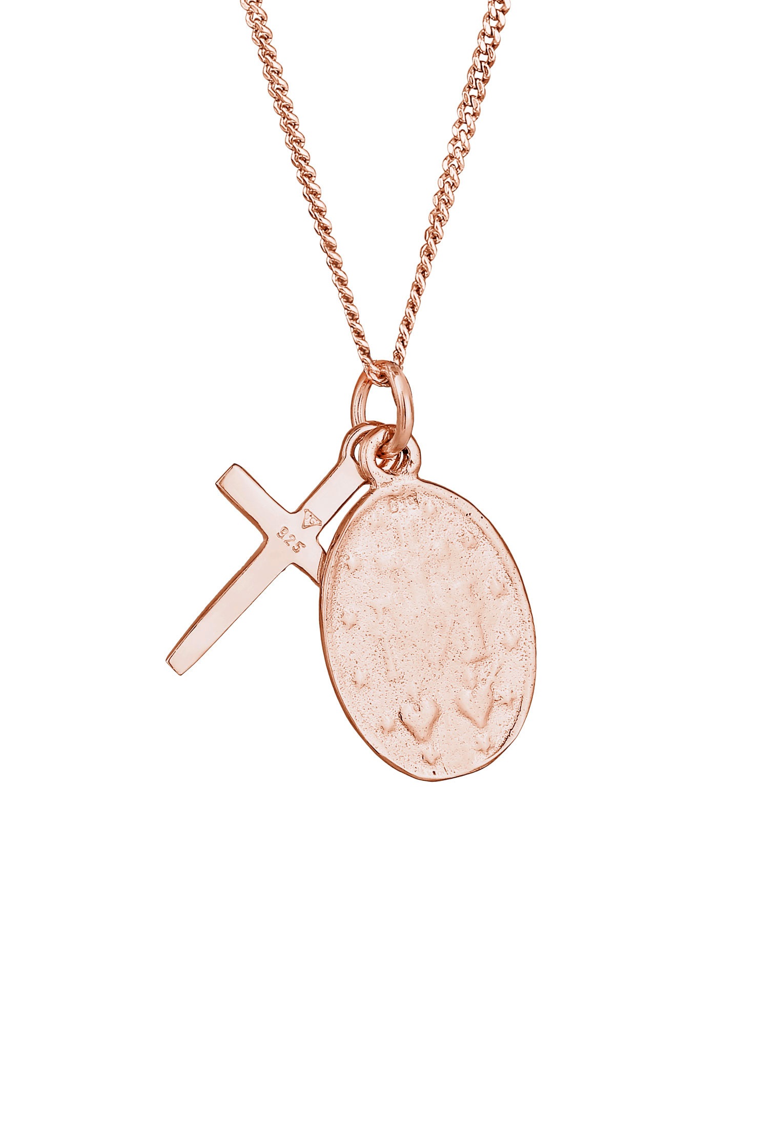 Elli Kette mit Anhänger »Halskette Kreuz Marienbild Glaube Religion 925 Silber«