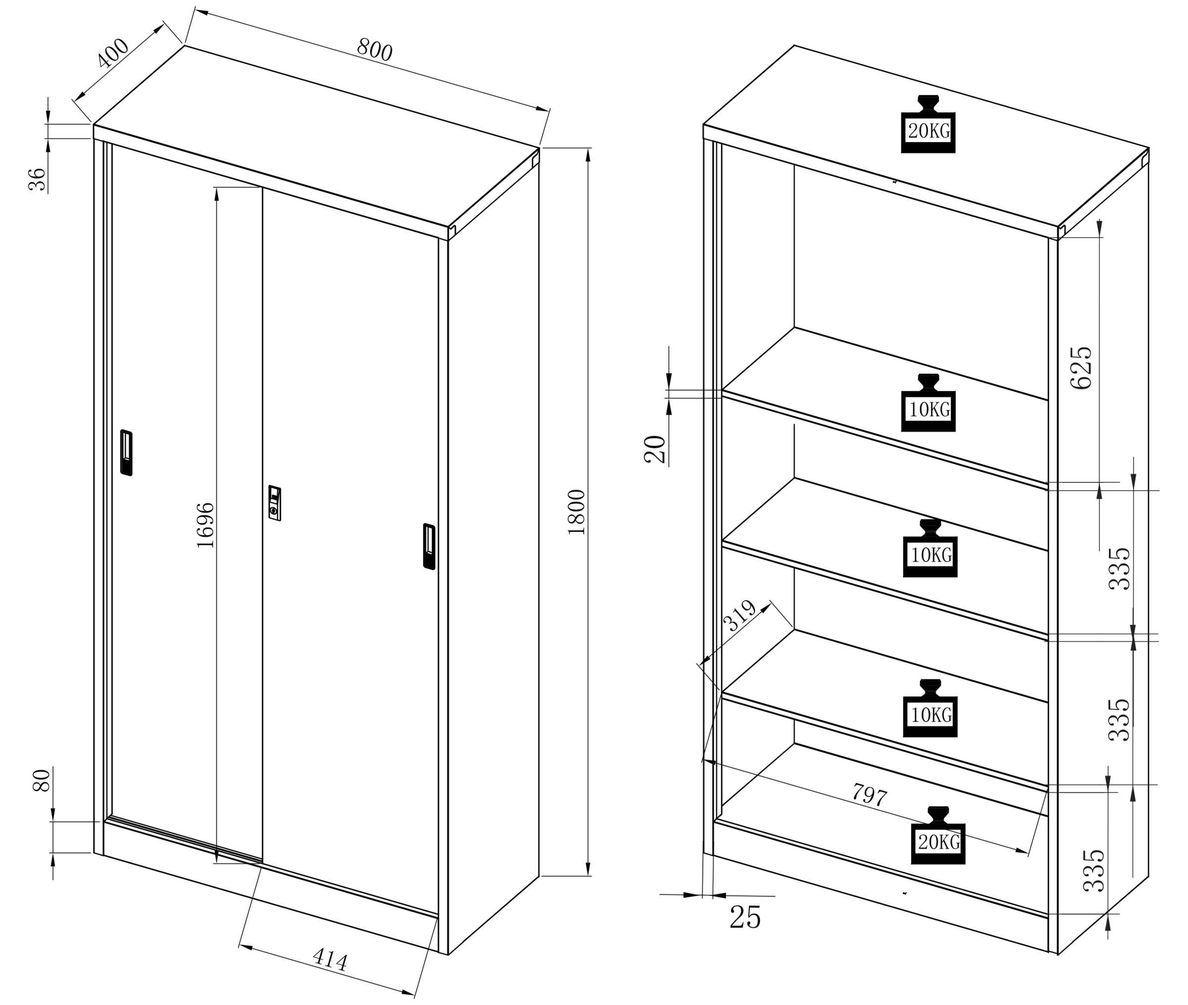 VCM Aktenschrank »Büroschrank Stahlschrank abschließbar Malivo 4fach« 1 Stk. tlg.