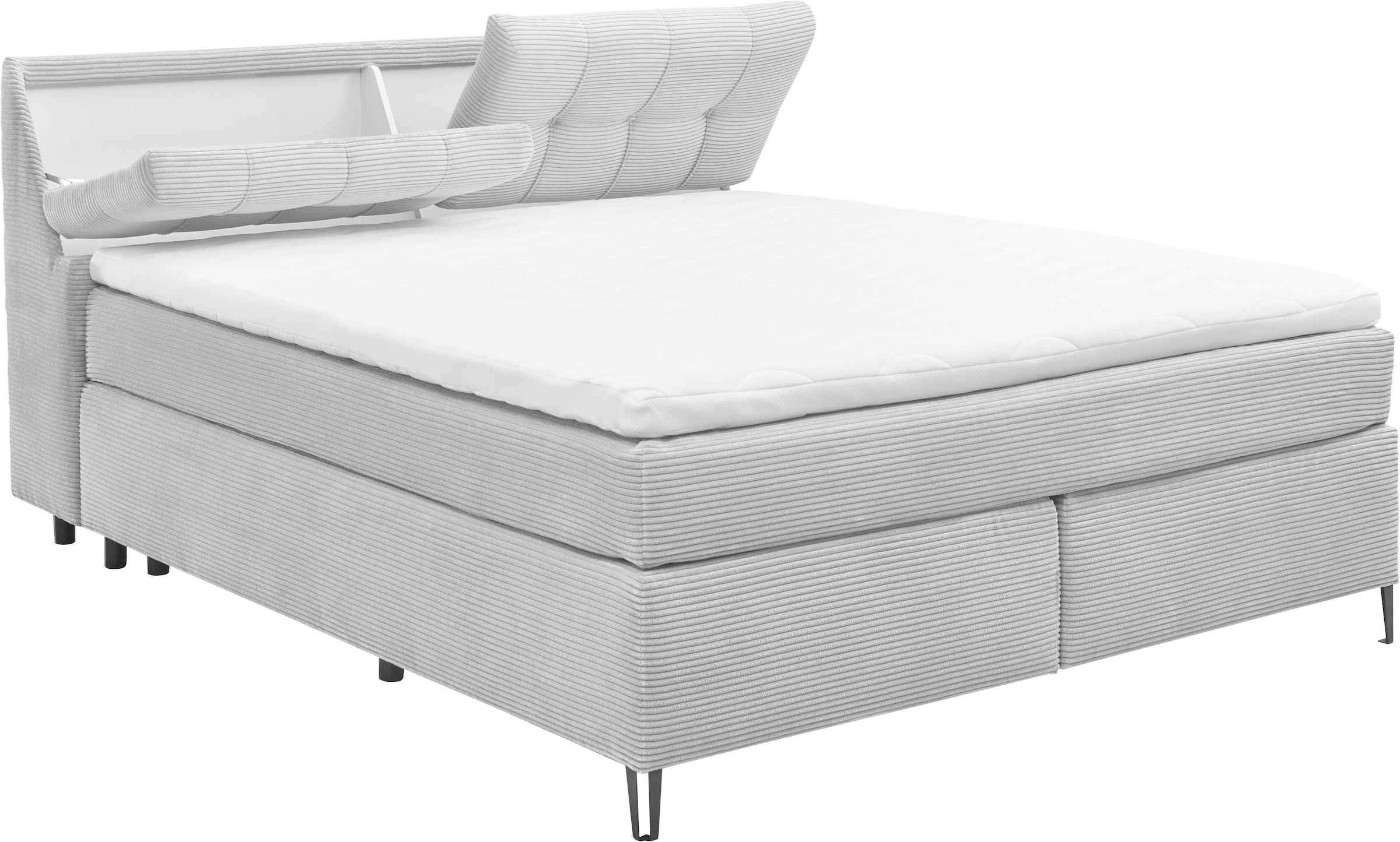 set one by Musterring Boxspringbett »Fairfield«, Kopfteil in Kassenoptik, Metallfuß schwarz, Breite 160 oder 180 cm