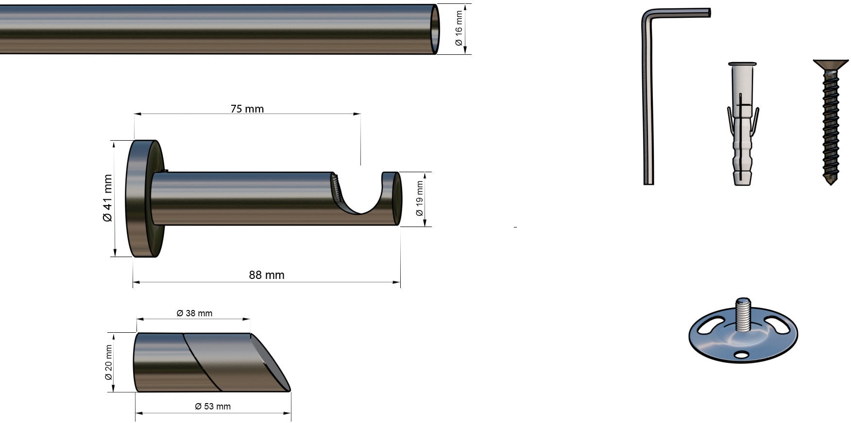 indeko Gardinenstange »Durban« 1 läufig-läufig Wunschmaßlänge