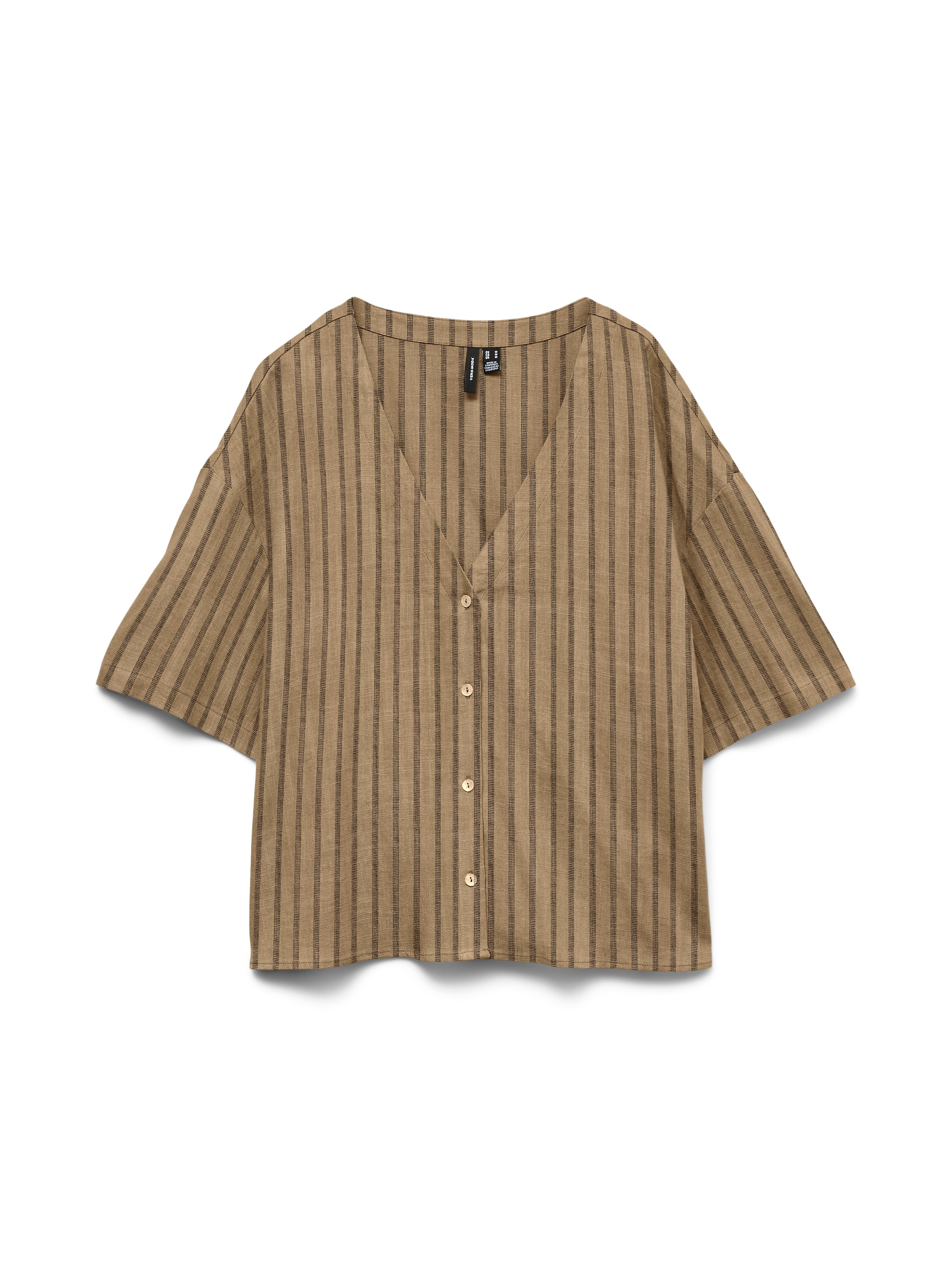 Vero Moda Kurzarmbluse »VMROSIE 2/4 V-NECK SHIRT NOOS« Viskosemischung. mit Leinen, Kurzarm