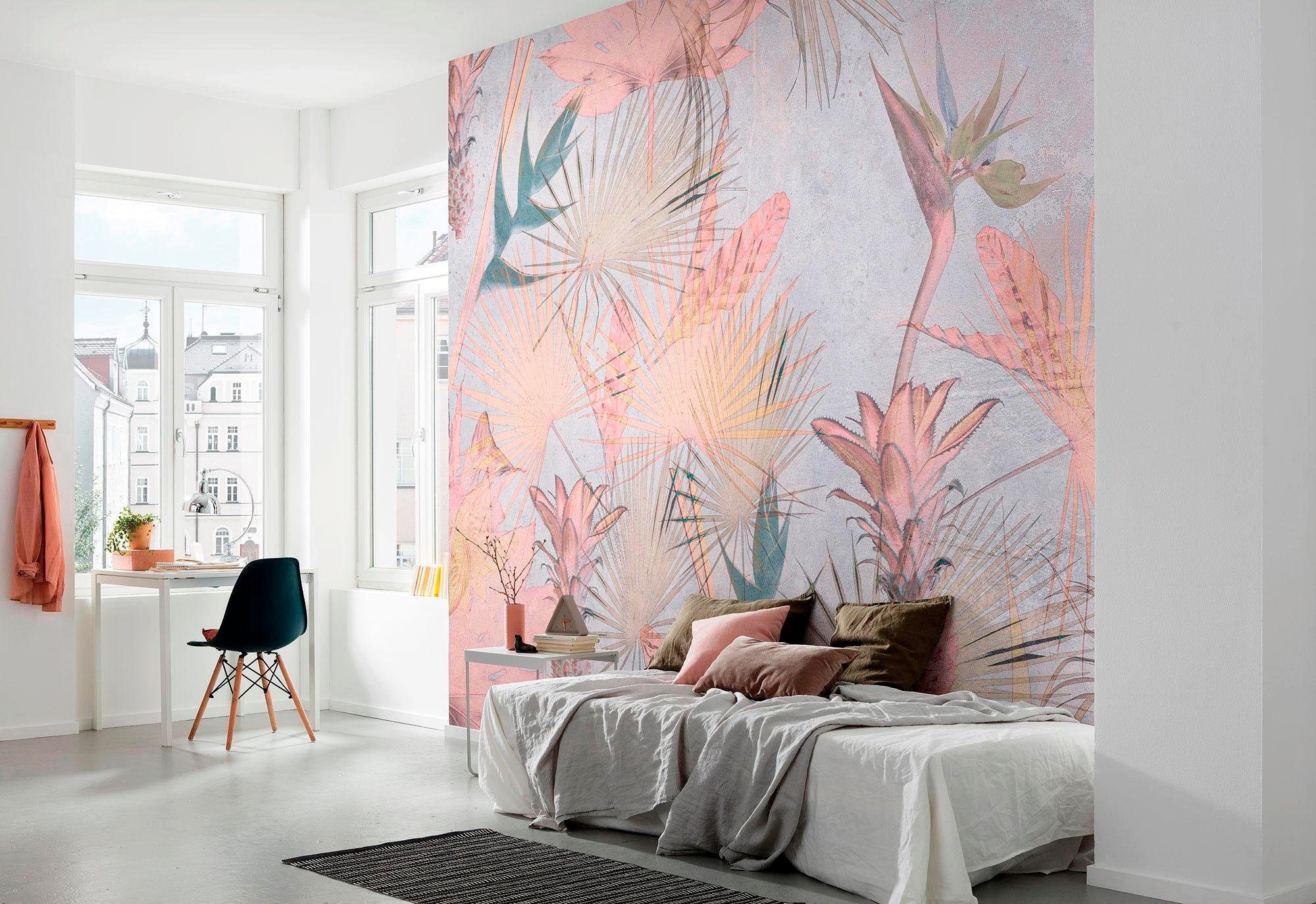 Komar Fototapete »Tropical Concrete - Größe 368 x 254 cm« bedruckt glatt Wohnzimmer, Schlafzimmer