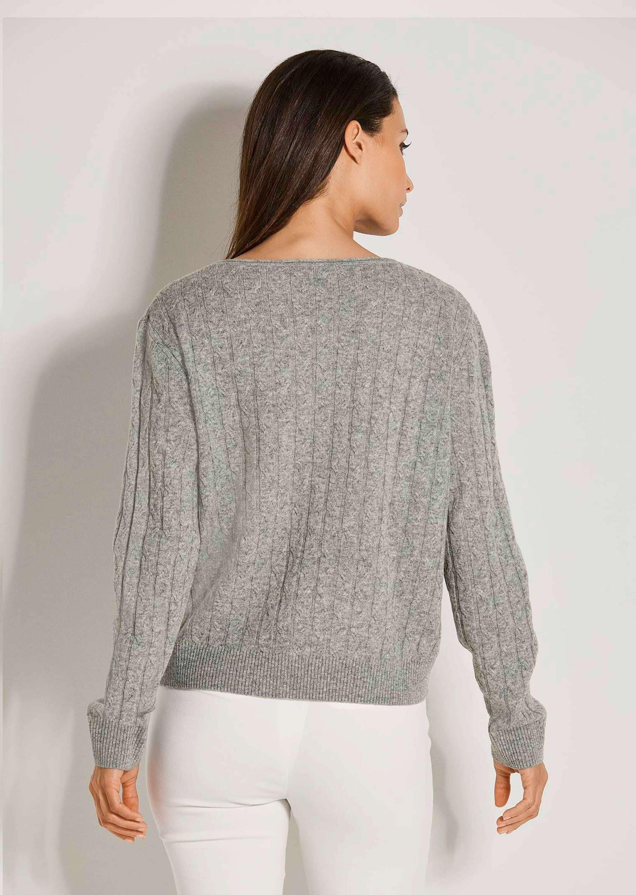 MADELEINE Longpullover »Strickpullover Eleganter Wollpullover mit Zopfmuster« Allover-Zopfmuster