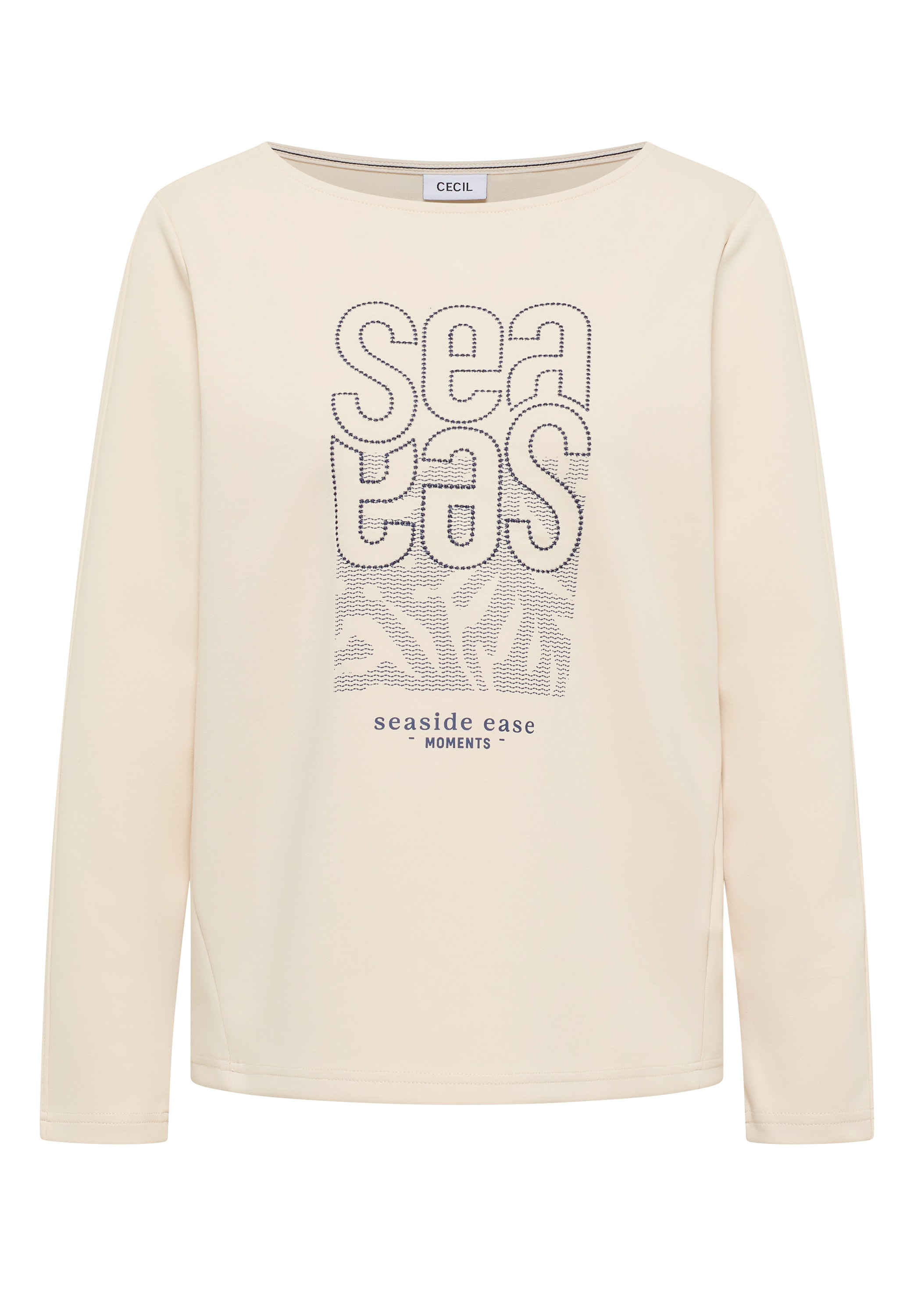 Cecil Langarmshirt modernes Front-Artwork mit Stickerei