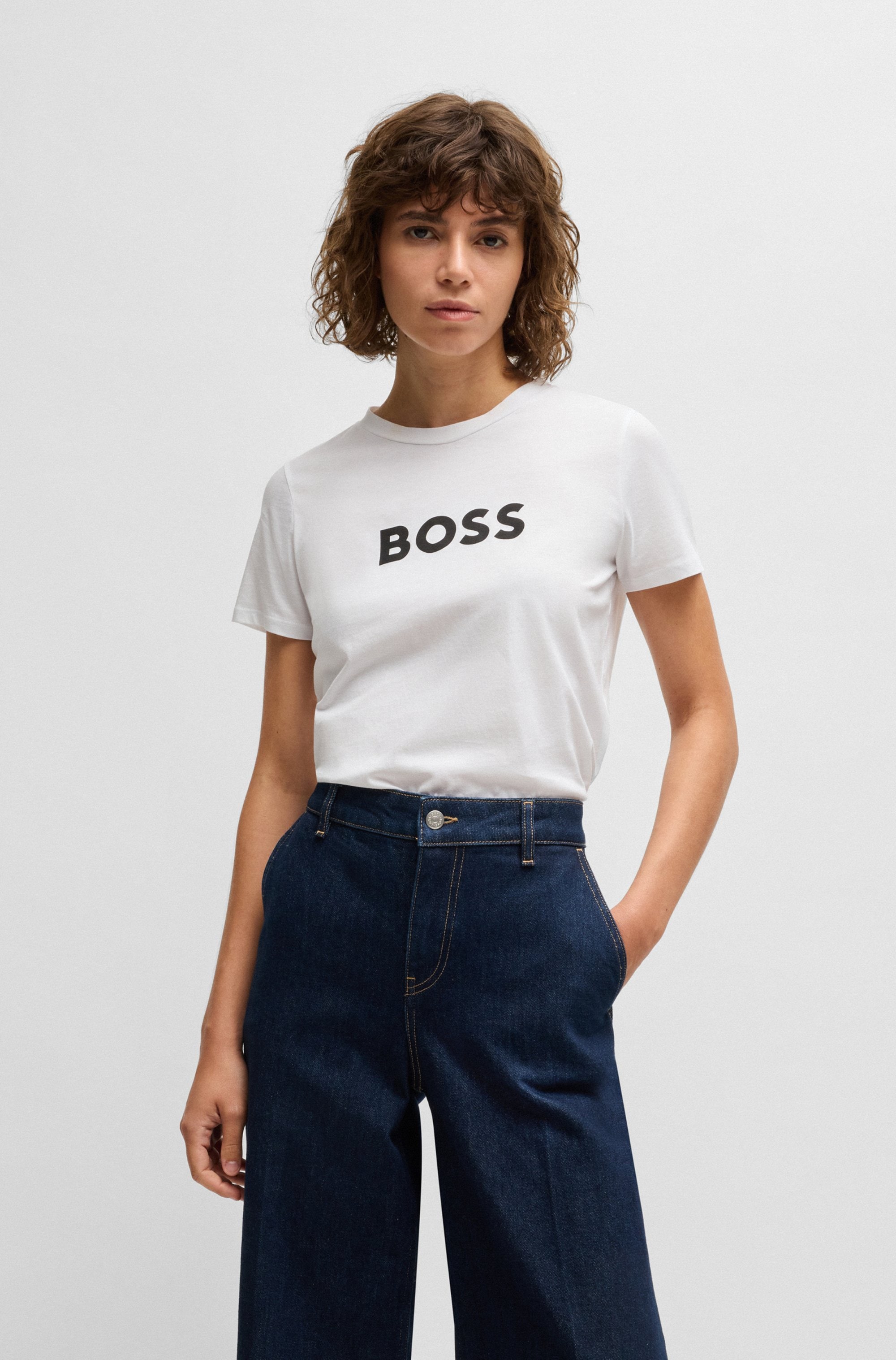BOSS ORANGE T-Shirt »Elogo Premium Damenmode«, mit BOSS-Schriftzug