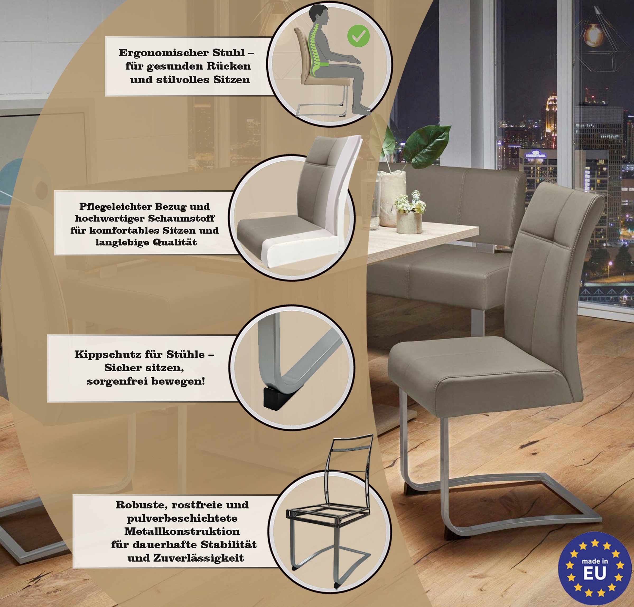 Home affaire Freischwinger »Rab« (Set) 2 Stk.Bezug in verschiedenen Qualitäten, maximale Belastbarkeit 120 kg