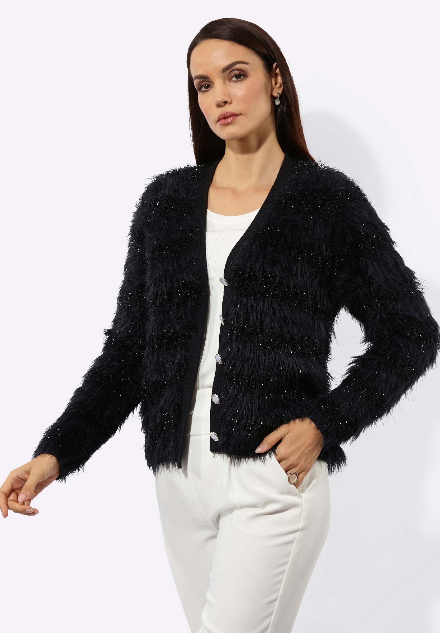 creation L Strickjacke »Strickjacke Strickjacke mit Glitzergarn«