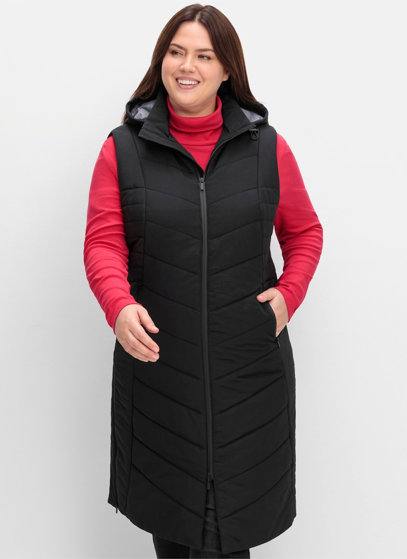 Sheego Damen Steppweste in schwarz, Größe 48