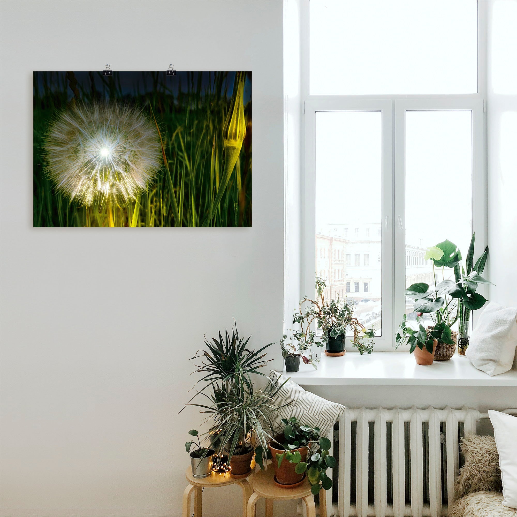 Artland Wandbild »Pusteblume Nachts beleuchtet.«, Blumenbilder, (1 St.), als Alubild, Leinwandbild, Wandaufkleber oder Poster in versch. Größen