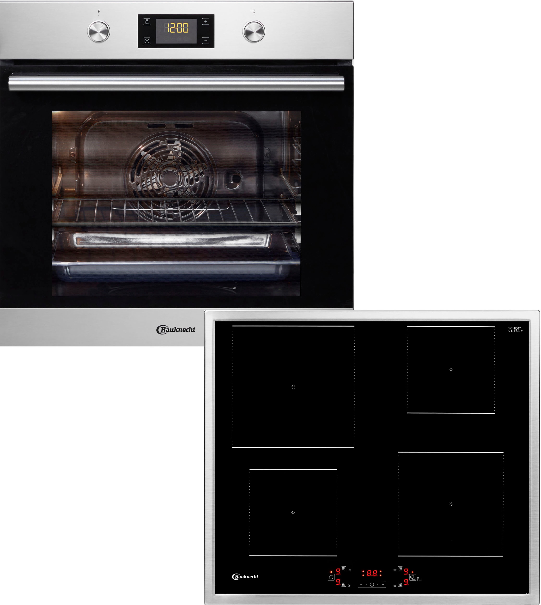 BAUKNECHT Backofen-Set »BAR2 KH8V2 IN«, mit 2-fach-Teleskopauszug, Hydrolyse, PowerHeißluft