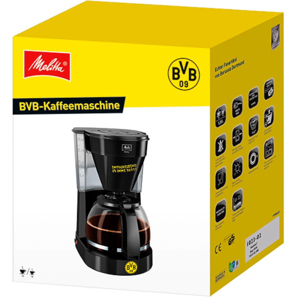 Melitta Filterkaffeemaschine »Easy BVB-Edition«, 1,25 l Kaffeekanne, Korbfilter, 1x4