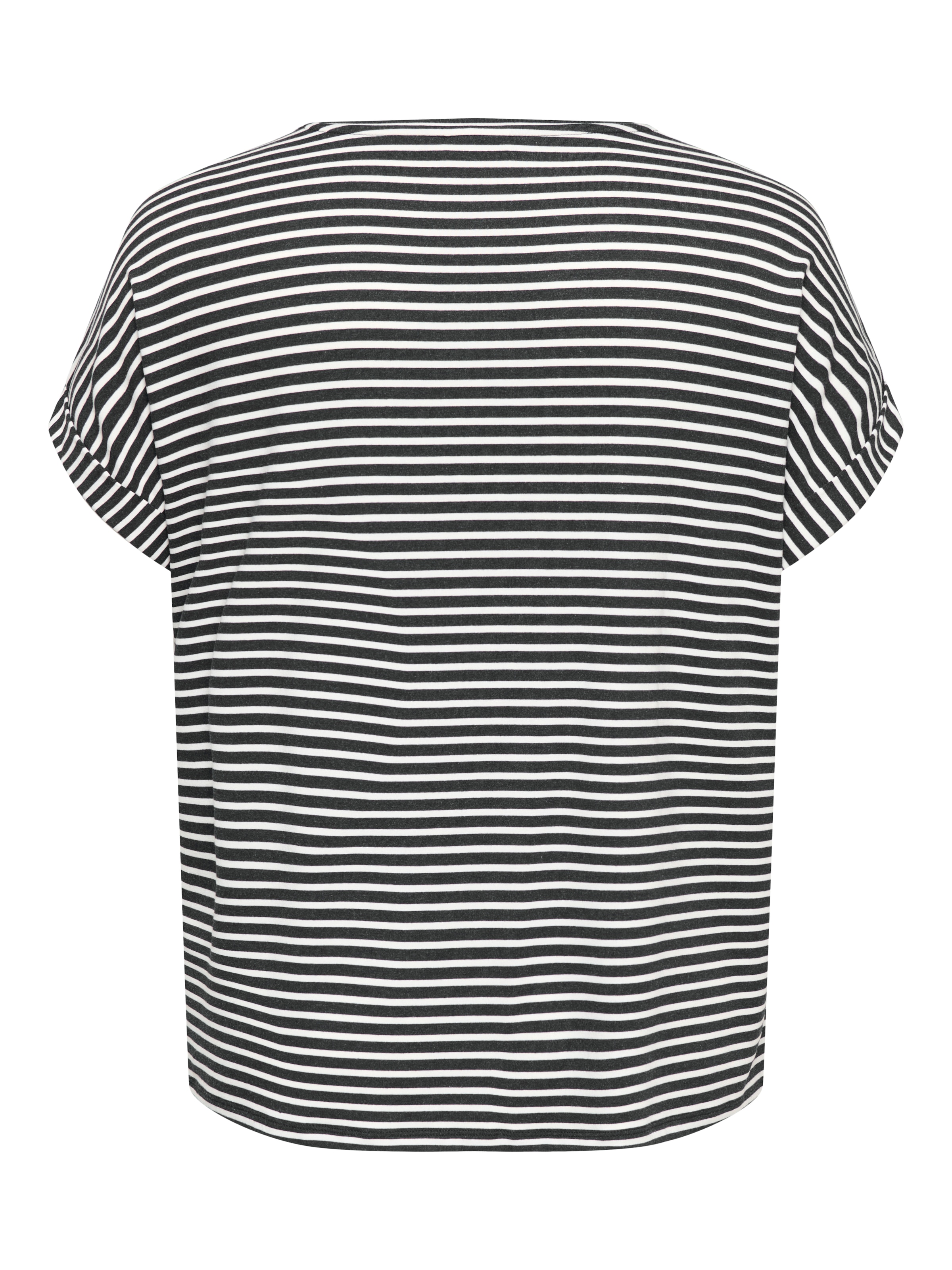 ONLY CARMAKOMA Kurzarmshirt »CARMOSTER STRIPE S/S O-NECK TOP JRS NOOS« Viskosemischung, regular fit