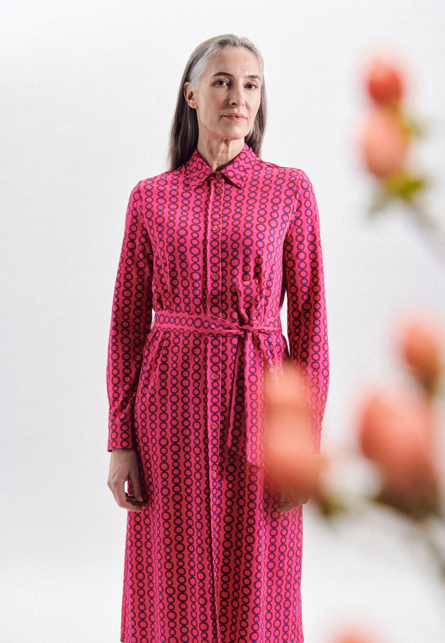 seidensticker Sommerkleid »Schwarze Rose«, Langarm Kragen Kettenprint  kaufen online bei OTTO