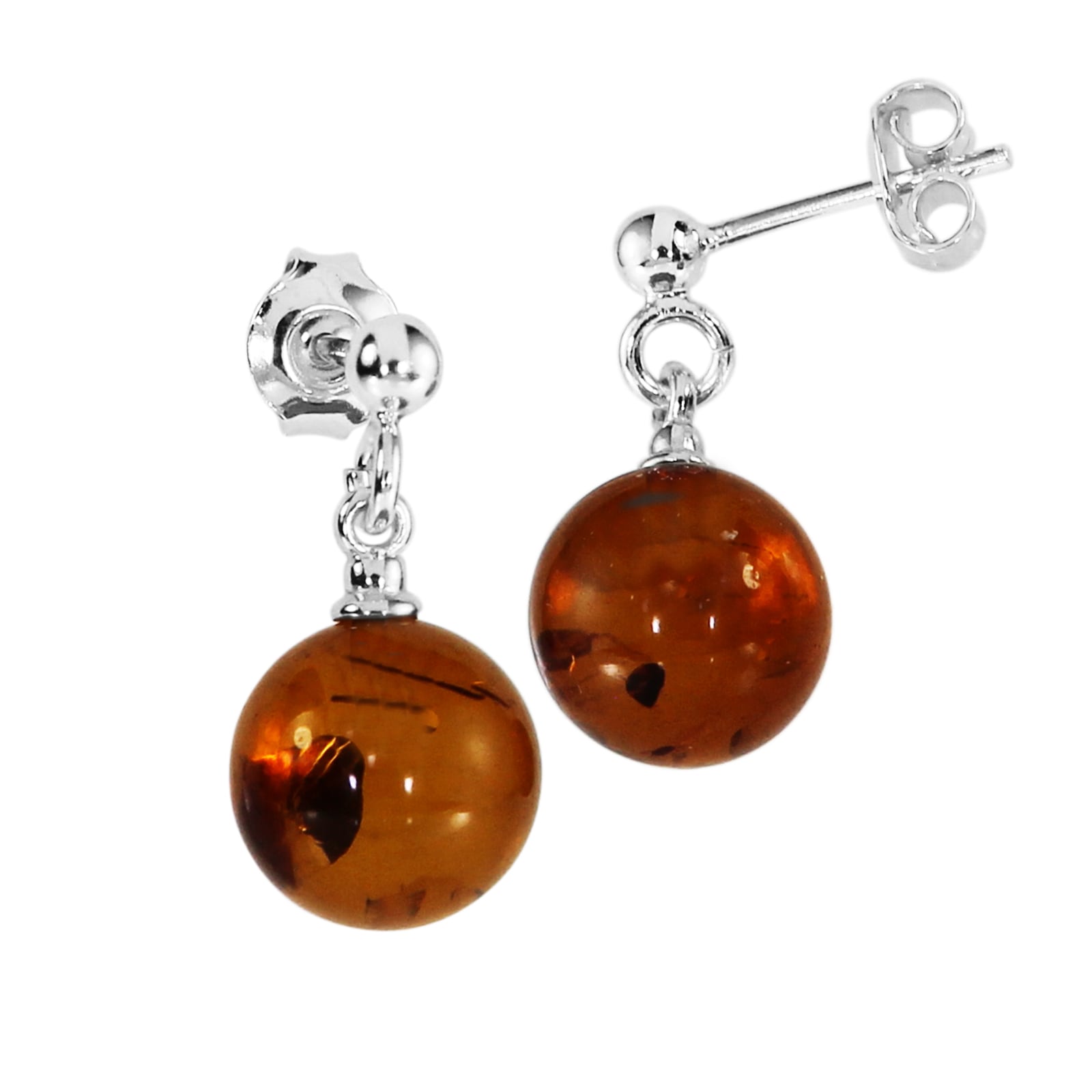 OSTSEE-SCHMUCK Paar Ohrhänger »- Kugel 9 mm - Silber 925/000 - Bernstein«