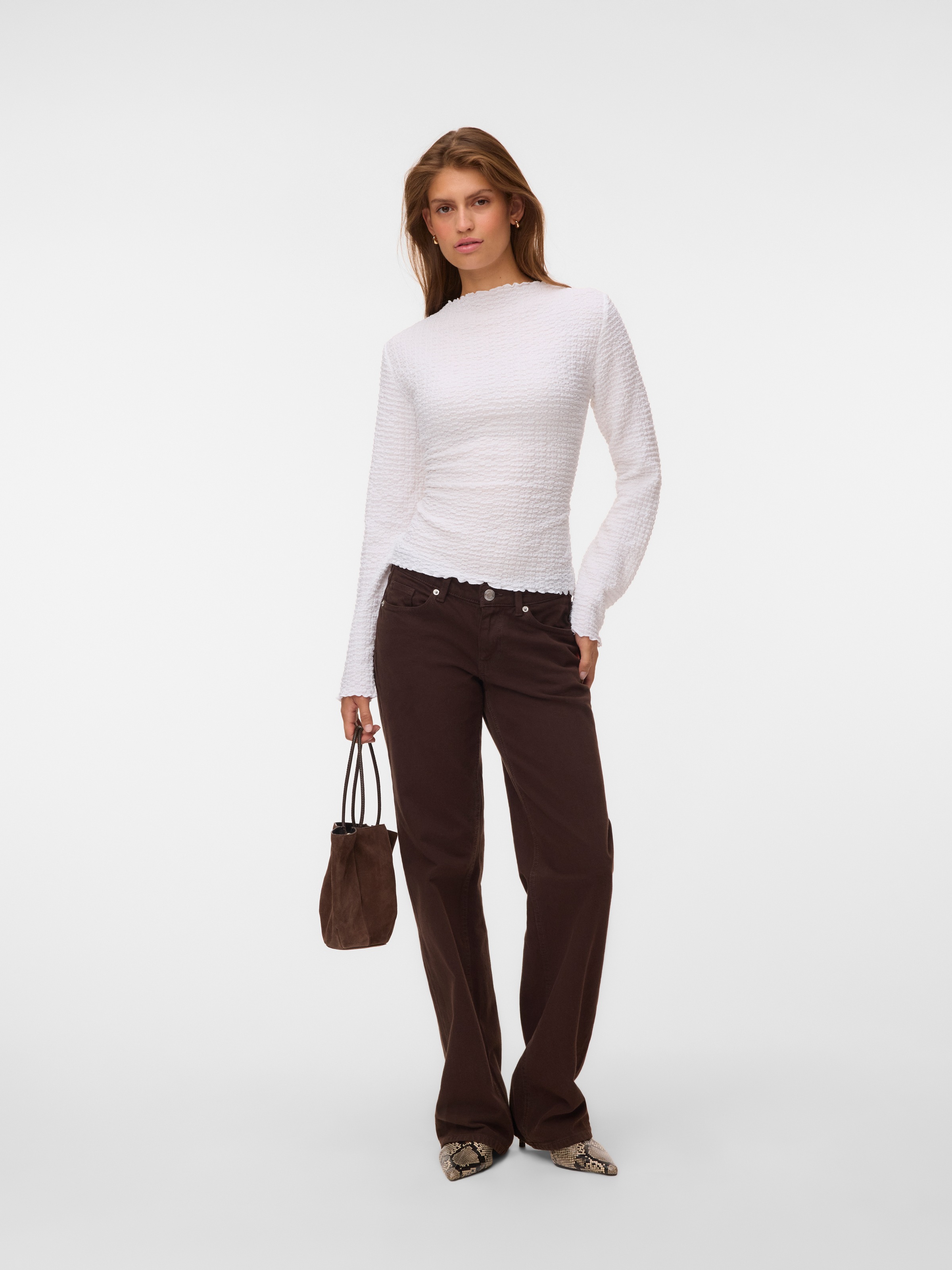 Vero Moda Langarmshirt »VMZIA LS FUNNEL NECK TOP JRS NOOS« Baumwollmischung, regular fit
