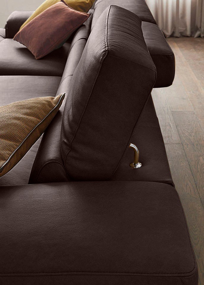 W.SCHILLIG Ecksofa »piedroo, Designsofa mit tollem Sitzkomfort, bequem und elegant, L-Form«, Kopfteilverstellung, wahlweise mit Sitztiefenverstellung, Breite 343cm