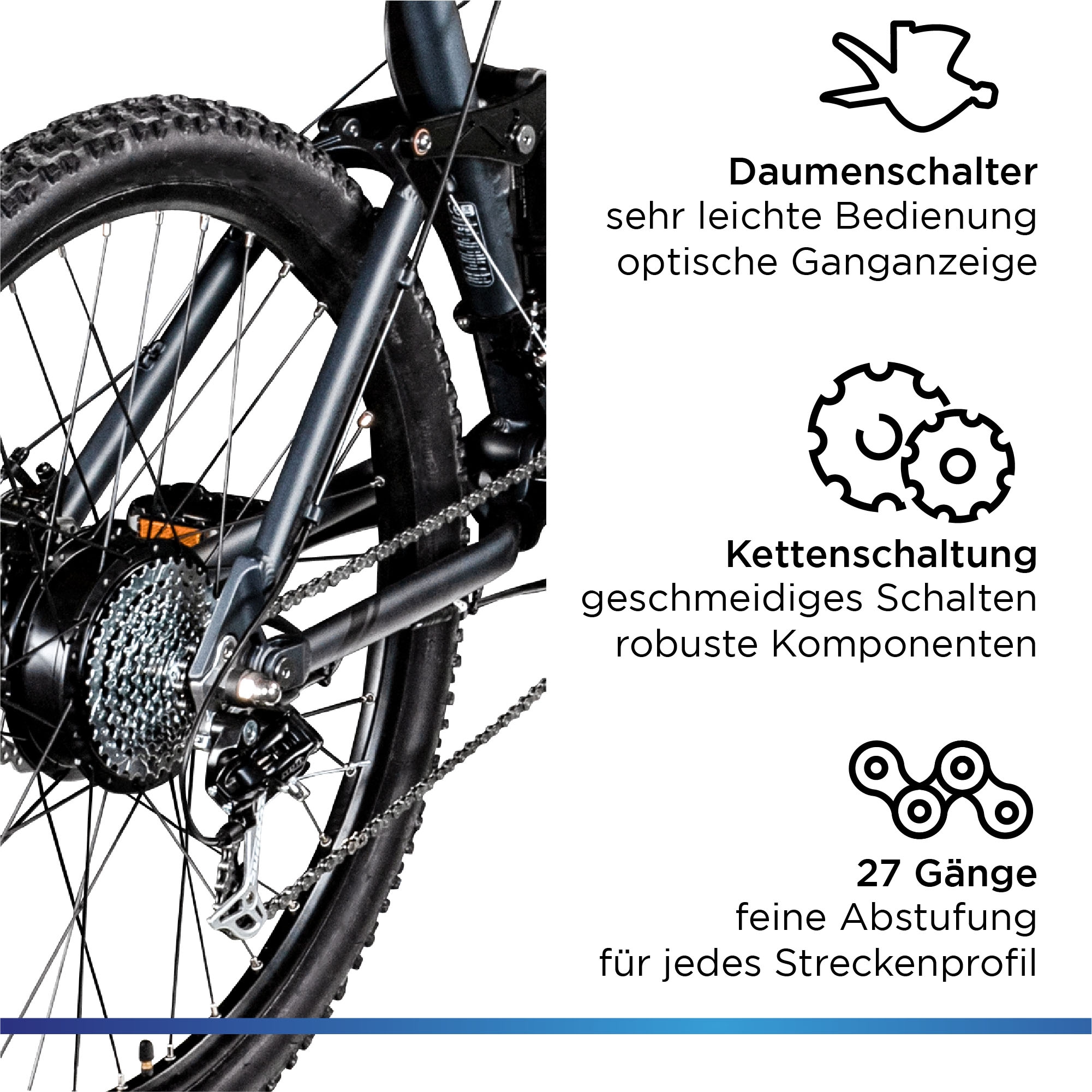 Zündapp E-Bike »XFS«, 27 Gang, Shimano, Tourney TX, Heckmotor 250 W, Pedelec, Elektrofahrrad für Damen u. Herren, MTB