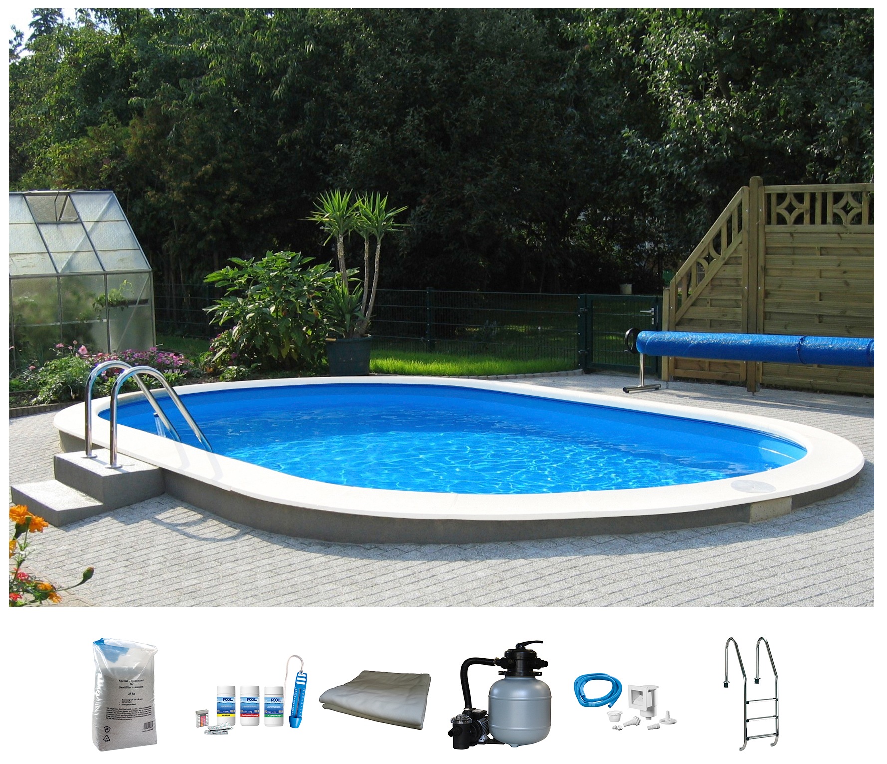 BWT MY POOL Ovalpool »Premium«, (Set), 7-tlg., BxLxH: 360x623x120 cm
