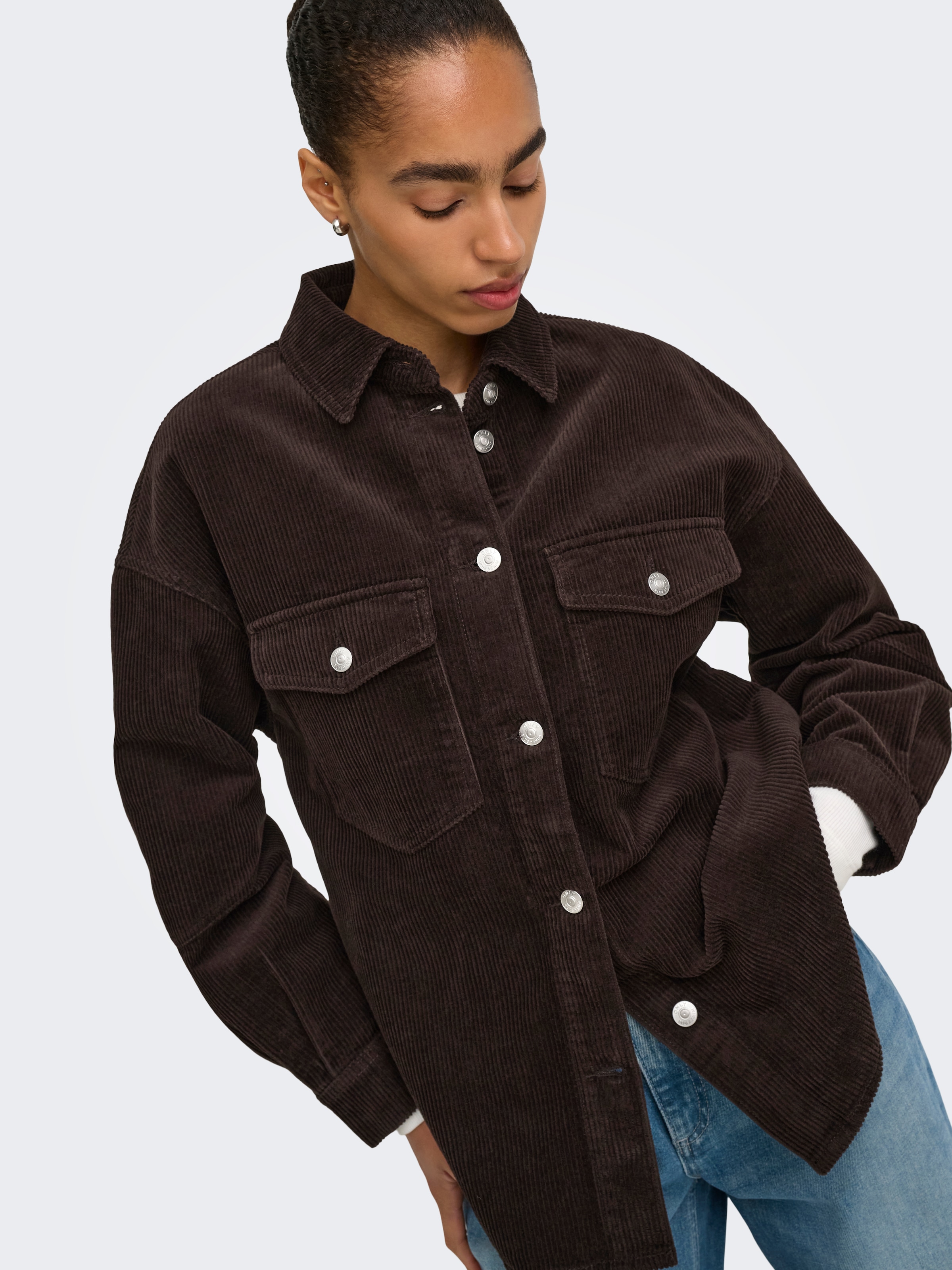 ONLY Hemdbluse »ONLTIGGY L/S CORD SHACKET PNT« Baumwolle, oversize