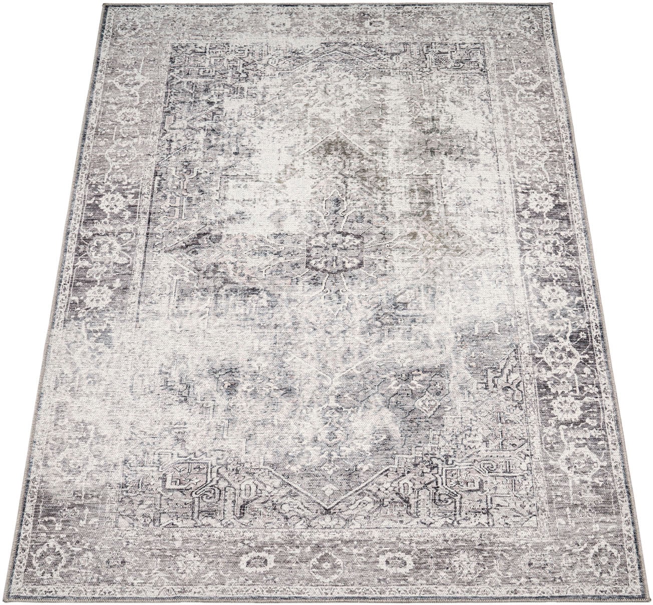 Paco Home Teppich »Lyon 333«, rechteckig, 4 mm Höhe, Kurzflor, Orient-Optik, Vintage Design, waschbar