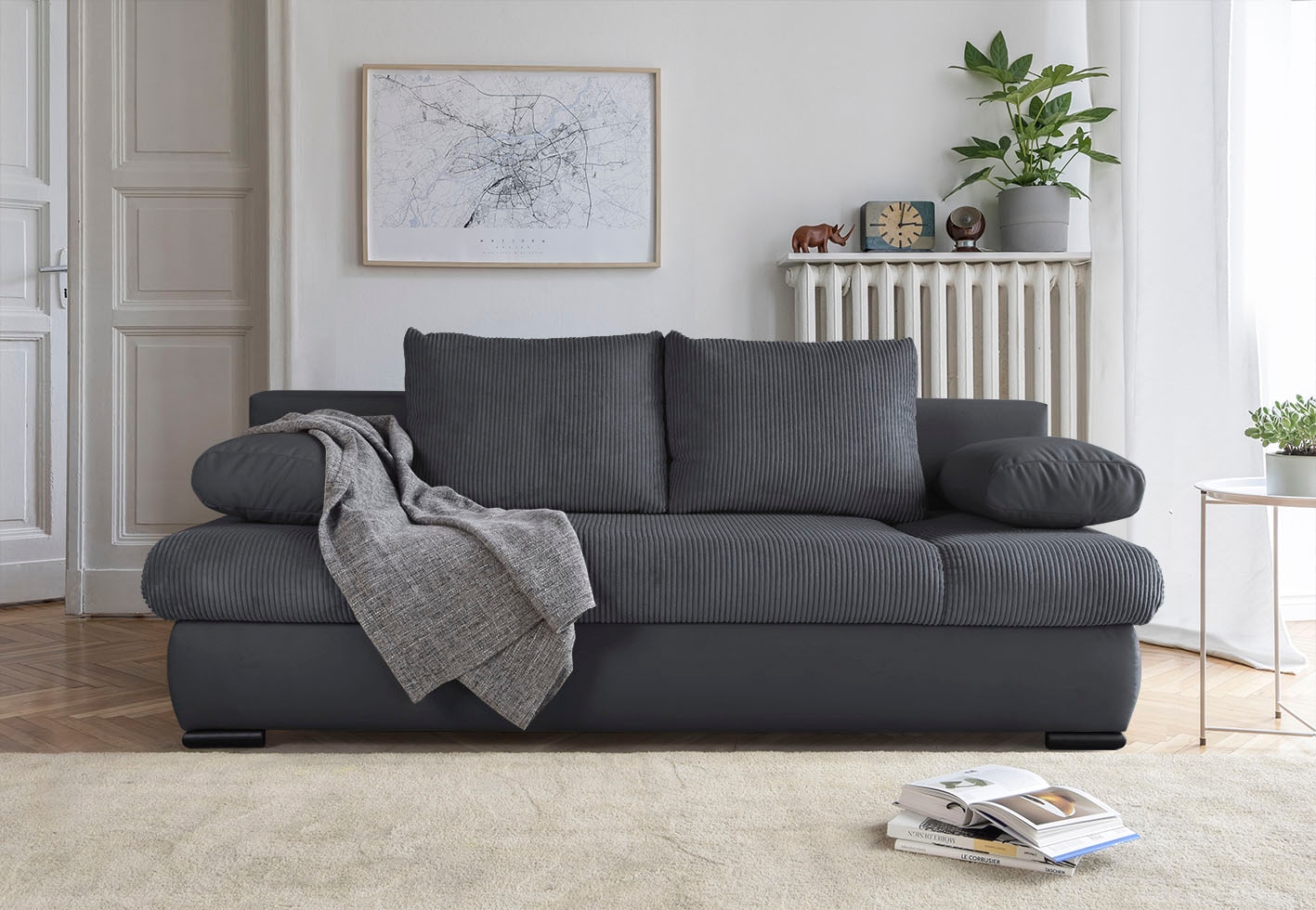 COLLECTION AB Schlafsofa »Chicago«, mit Bettfunktion und Bettkasten, im Cord-Samt Mix