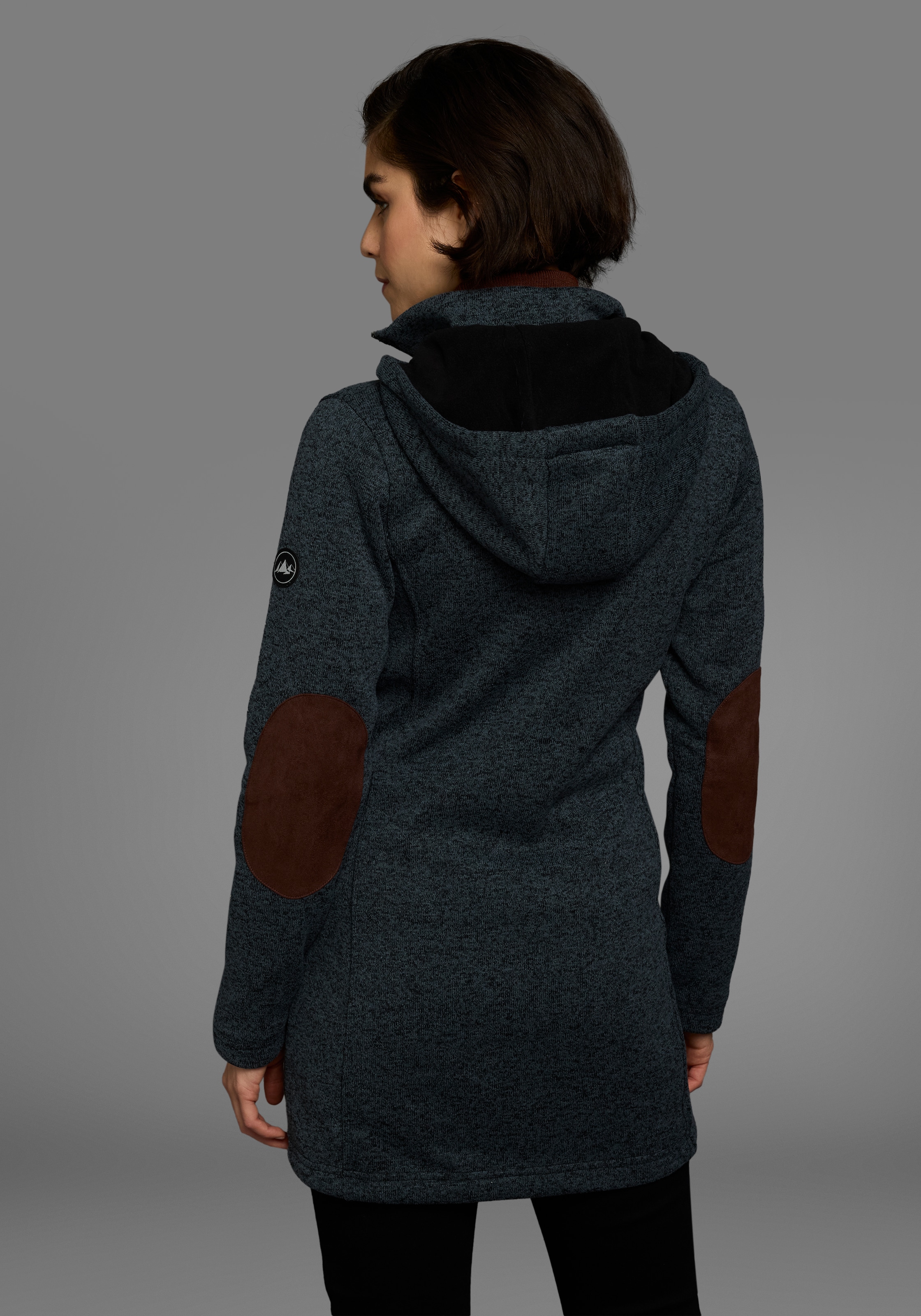 Polarino Strickfleecejacke, mit Kapuze, für den Übergang, aus Strickfleece, atmungsaktiv