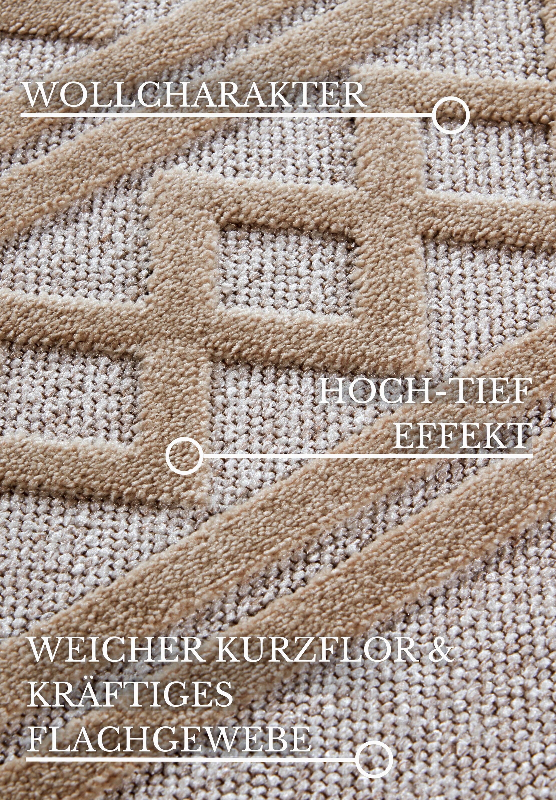 Villeroy & Boch Teppich »Catherine«, rechteckig, 5,5 mm Höhe, Wohnzimmer, Schlafzimmer, Modern, Hoch-Tief Effekt, Flur