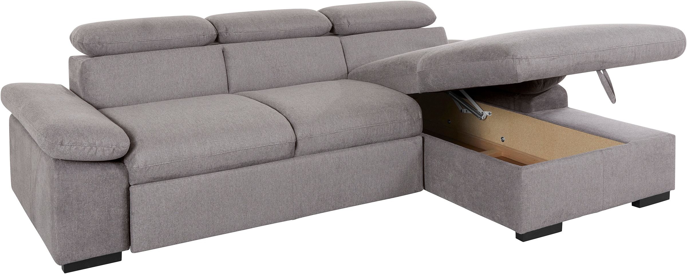 COTTA Ecksofa »Lola L-Form mit Kopfteilfunktion & Hocker«, (Set, mit Hocker), wahlweise mit Bettfunktion, Bettkasten & Armteilverstellung