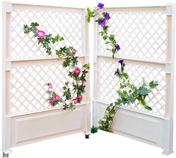 Khw Spalier 2er-Set mit Erdspießen in weiß, Größe B/H/T: 200 cm x 140 cm x 6 cm