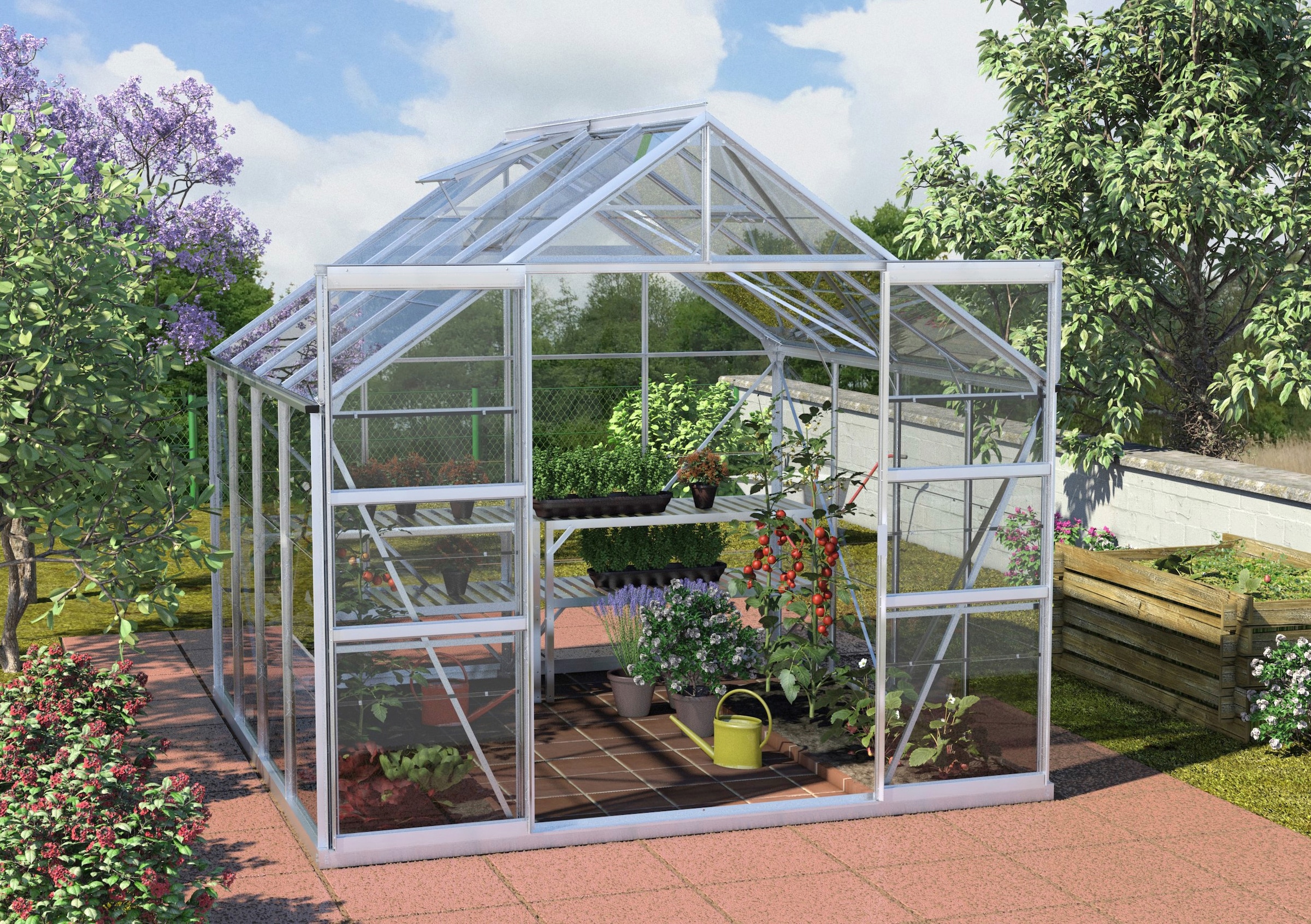 KONIFERA Gewächshaus »Calisto 6700«, (Set, mit Fundamentrahmen, Sicherheitsglas)