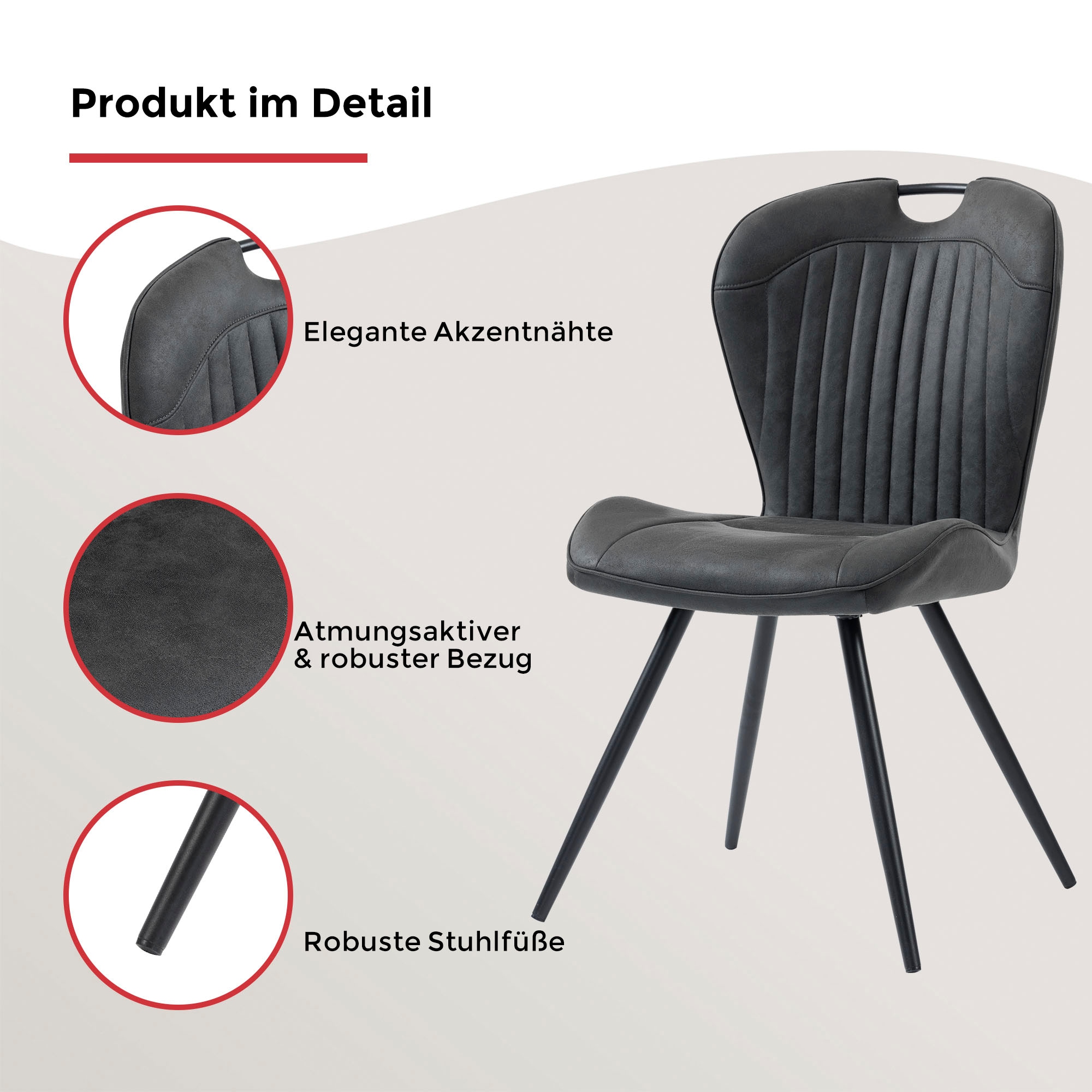 Duo Collection Esszimmerstuhl »Zoe Esszimmerstuhl, 4er-Set« (Set) 4 Stk.robuster Stoff- oder Mikrofaserbezug, mit Griff