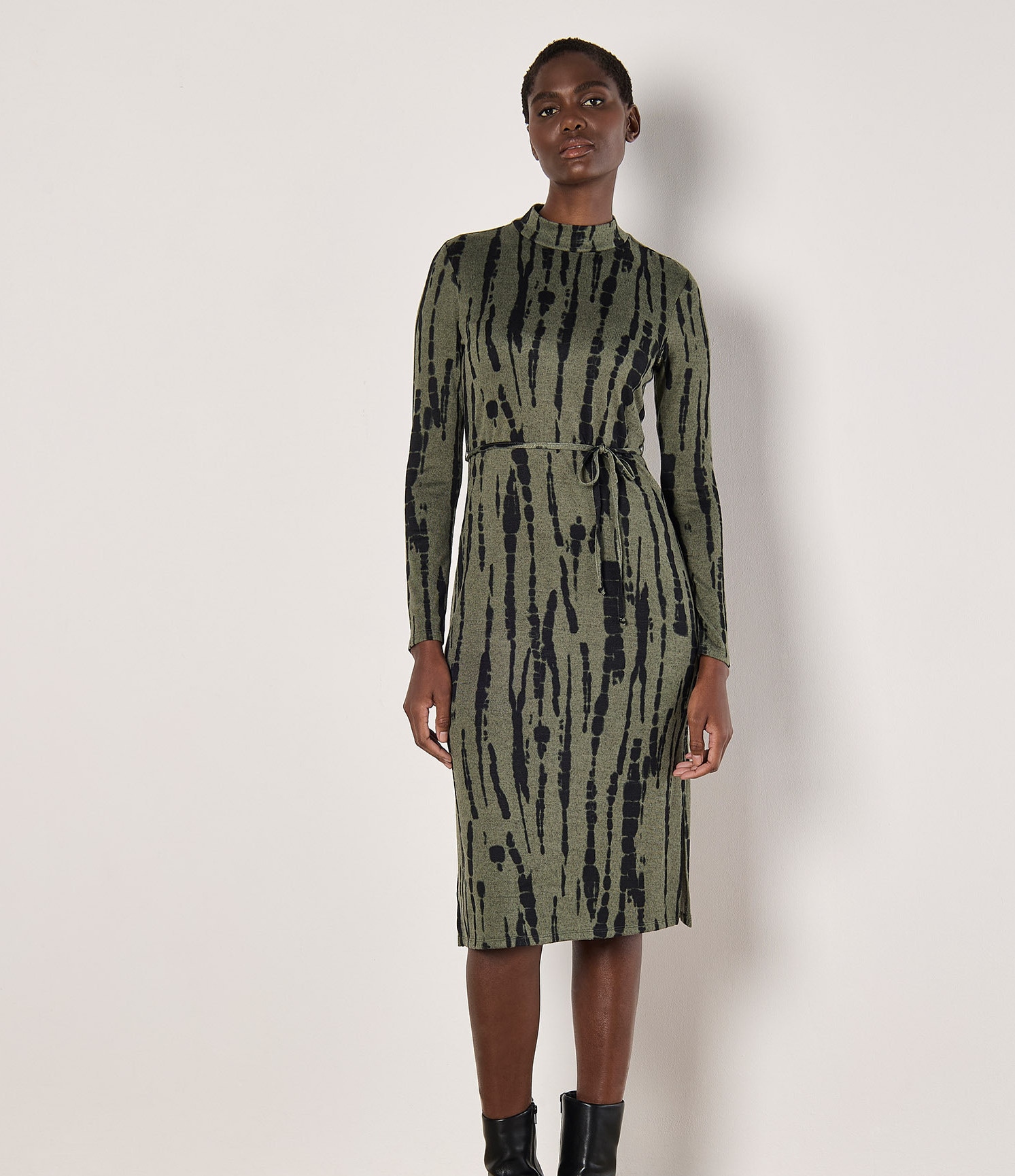 Apricot Druckkleid »Streifenkleid« mit Bindeband, 2 tlg. mit Stehkragen