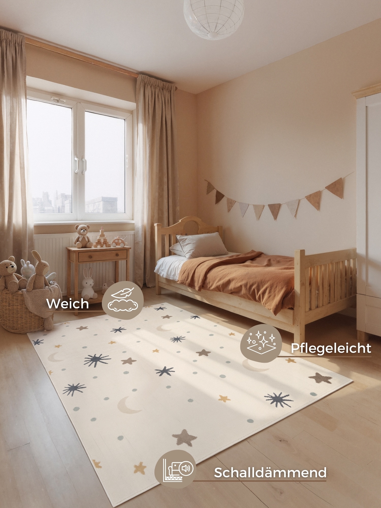 HANSE Home Kinderteppich »Moony« rechteckig 10 mm Höhe Pflegeleicht, Weich, Kinderzimmer, Spielteppich, Spielunterlage