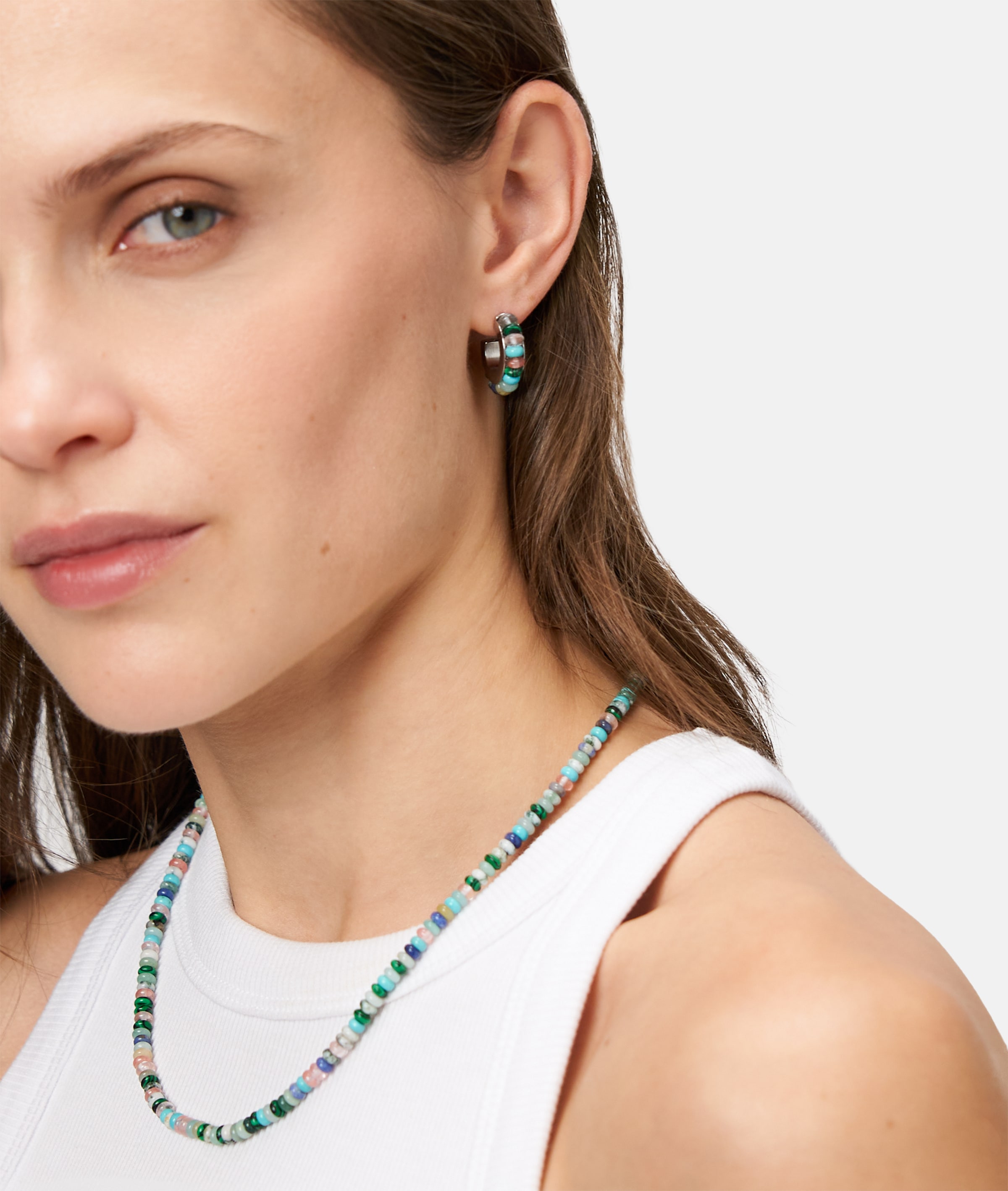 Tamaris Charm-Kette »Schmuck Geschenk Edelstahl Halskette All About Beads« mit Naturstein