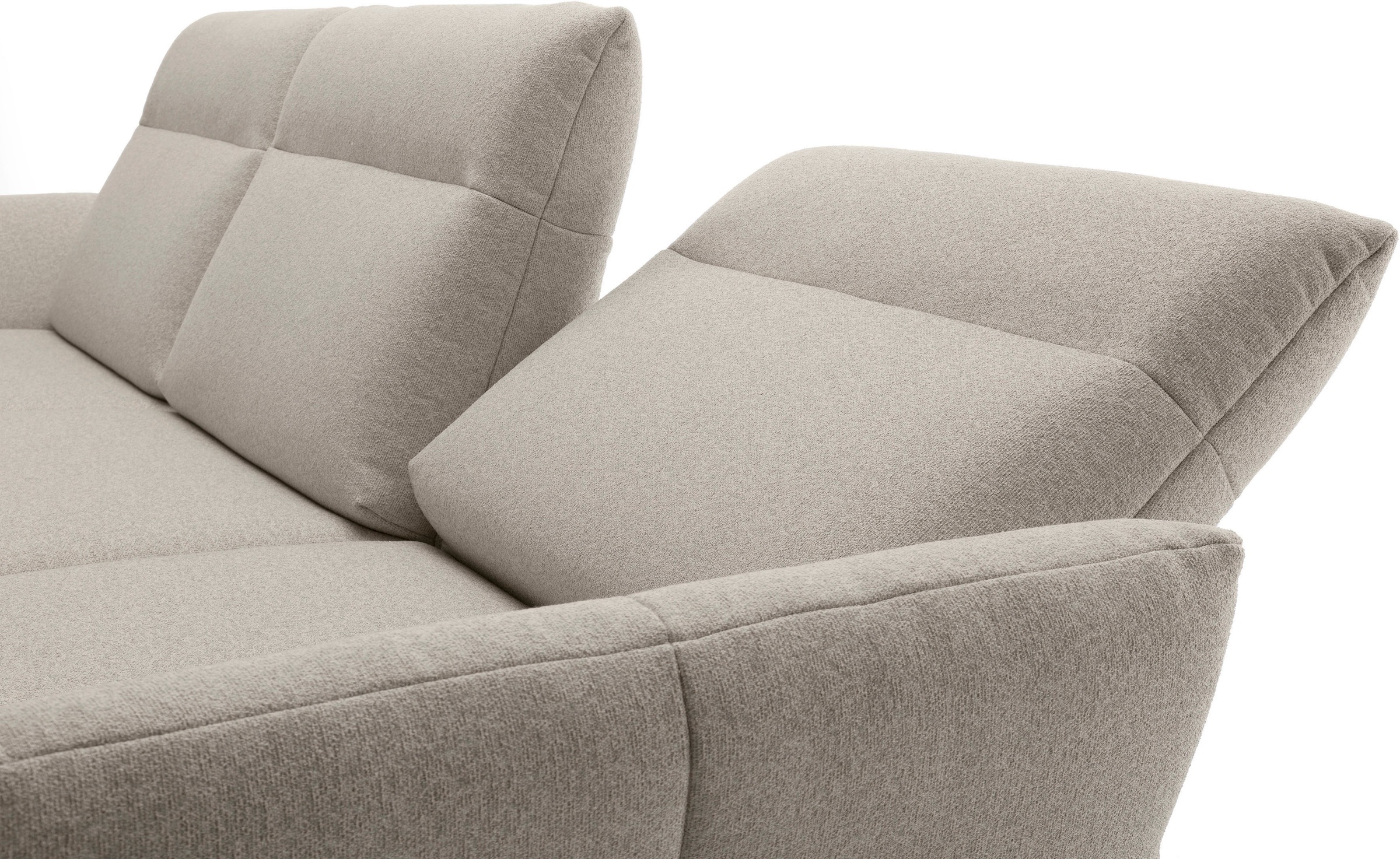 Creation BY ROLF BENZ Ecksofa »CR.460«, Sockel in Nussbaum, Winkelfüße in Umbragrau, Breite 338 cm