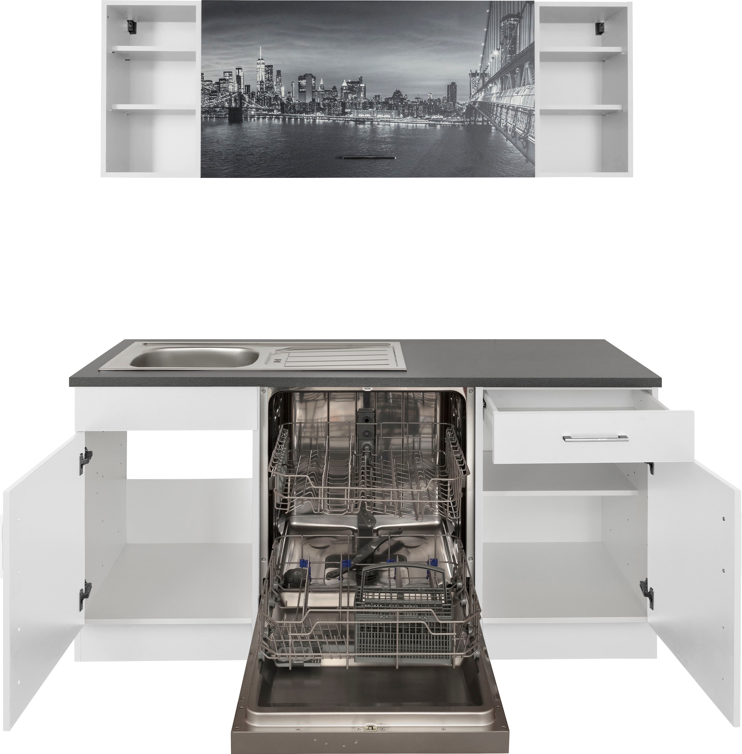 HELD MÖBEL Winkelküche »Paris«, mit E-Geräten, Stellbreite 220/280 cm