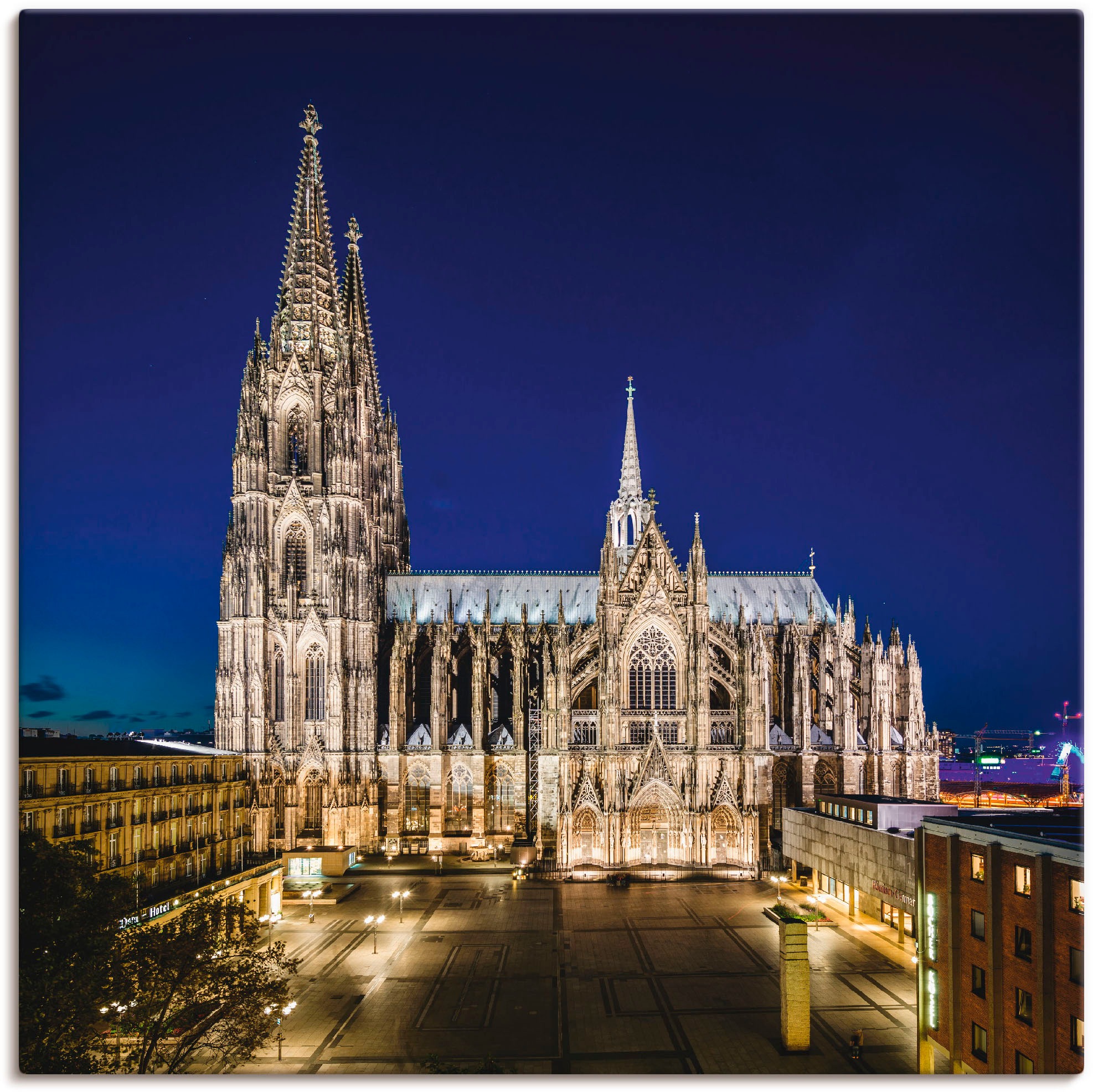 Artland Wandbild »Kölner Dom am Abend«, Gebäude, (1 St.), in vielen Größen & Produktarten - Alubild / Outdoorbild für den Außenbereich, Leinwandbild, Poster, Wandaufkleber / Wandtattoo auch für Badezimmer geeignet