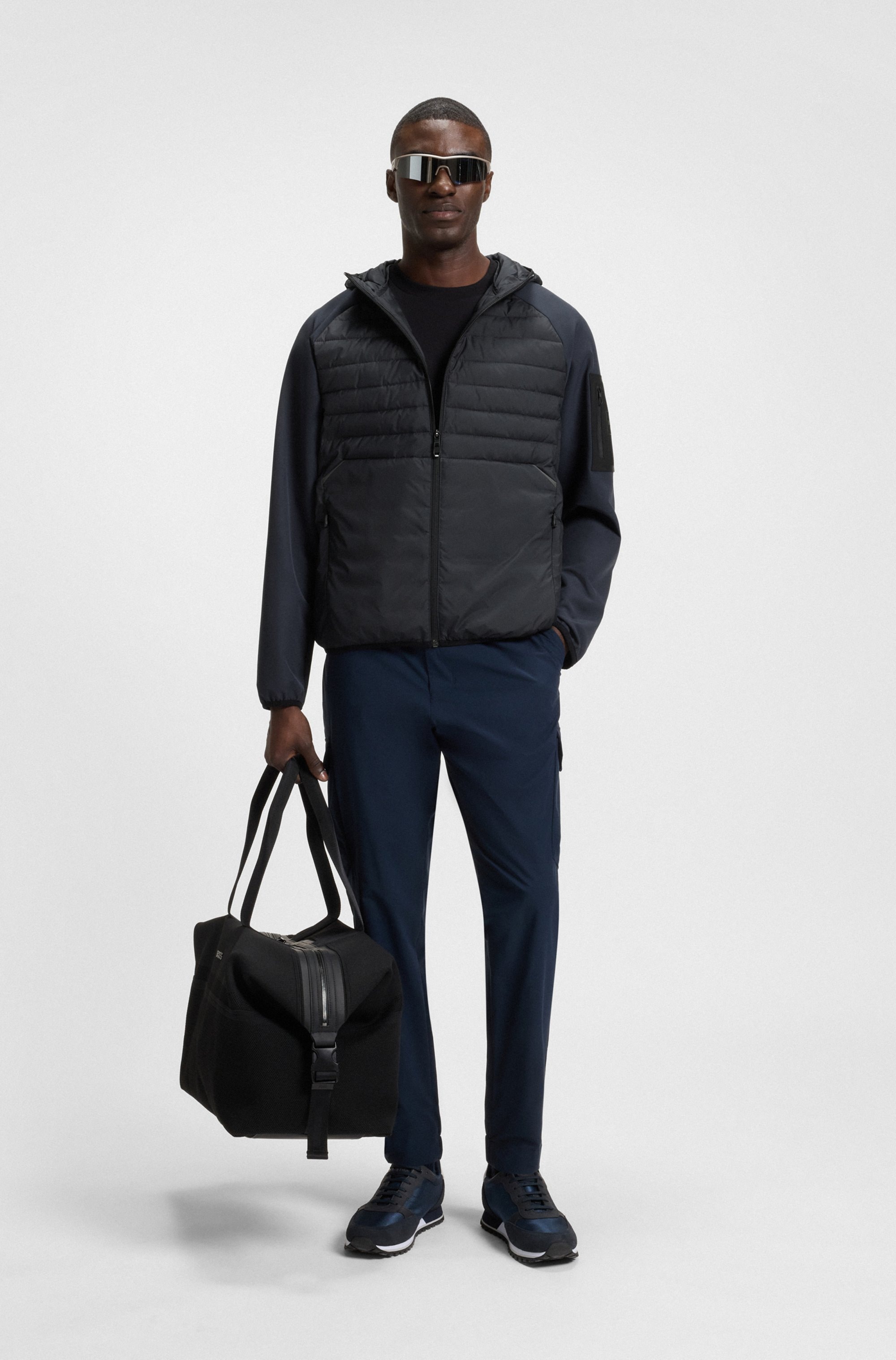 BOSS GREEN Outdoorjacke »J Urbanex Hybrid HD«, mit Kapuze, mit soften Stretch-Einsätzen und reflektierenden Details