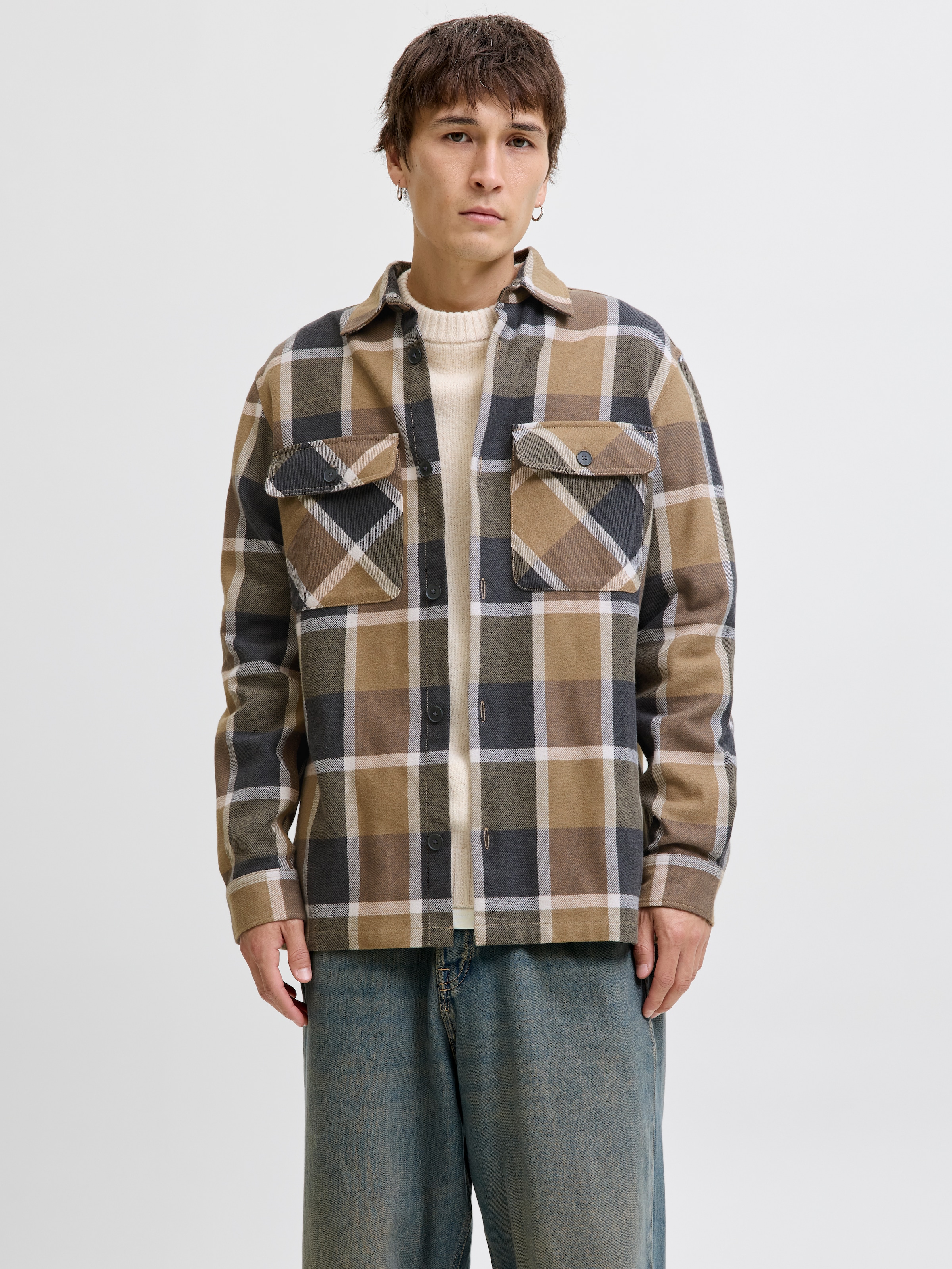 Jack & Jones Langarmhemd »JPRRAYLE MELANGE CHECK L/S OVERSHIRT SN«