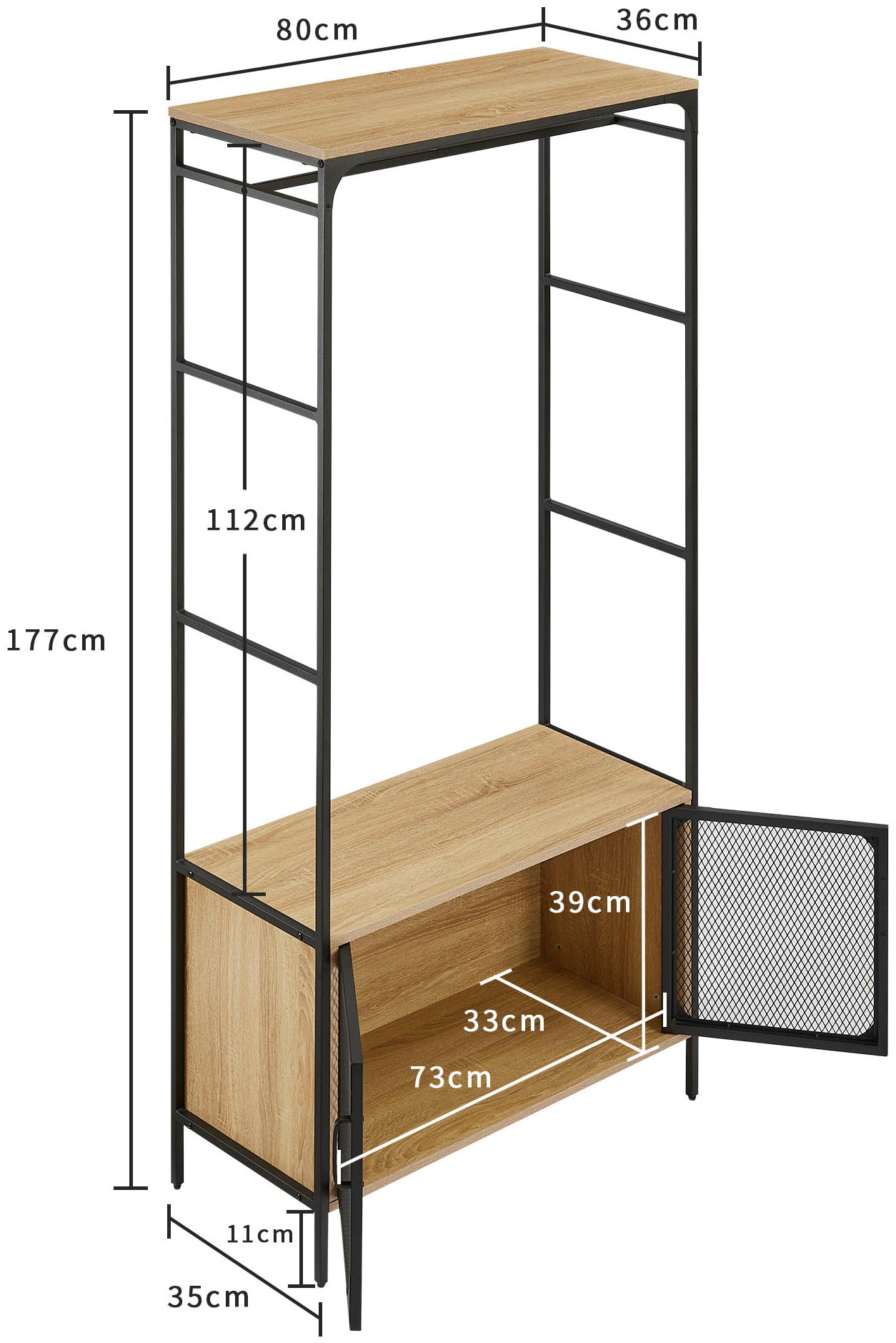 OTTO home Regal »Amance«, robust, natürliche Materialien, Metallgestell, Höhe 177 cm