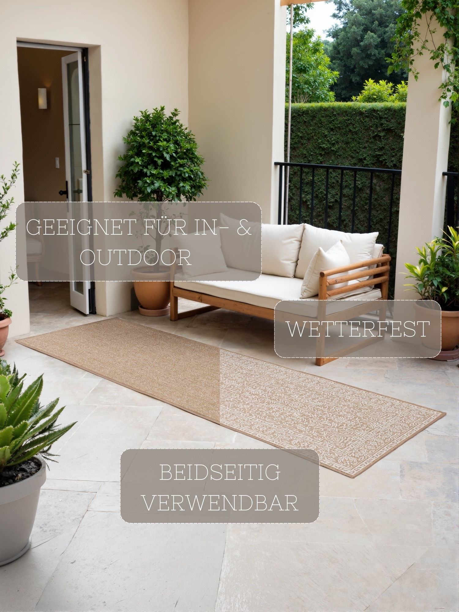 HANSE Home Outdoorteppich »Kona Wendeteppich« rechteckig 5 mm Höhe In und Outdoor, Flachgewebe, wetterfest, pflegeleicht, robust